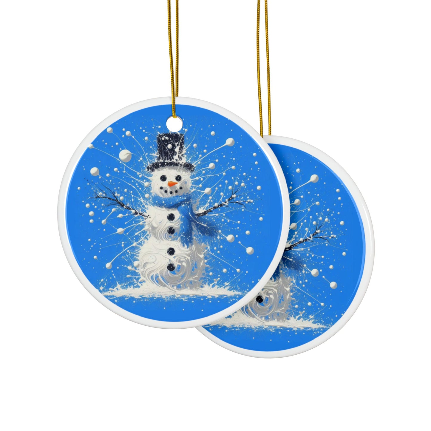 Abstract Frostie  Ceramic Ornaments, 2-Side Print, (1pc, 3pcs, 5pcs, 10pcs)