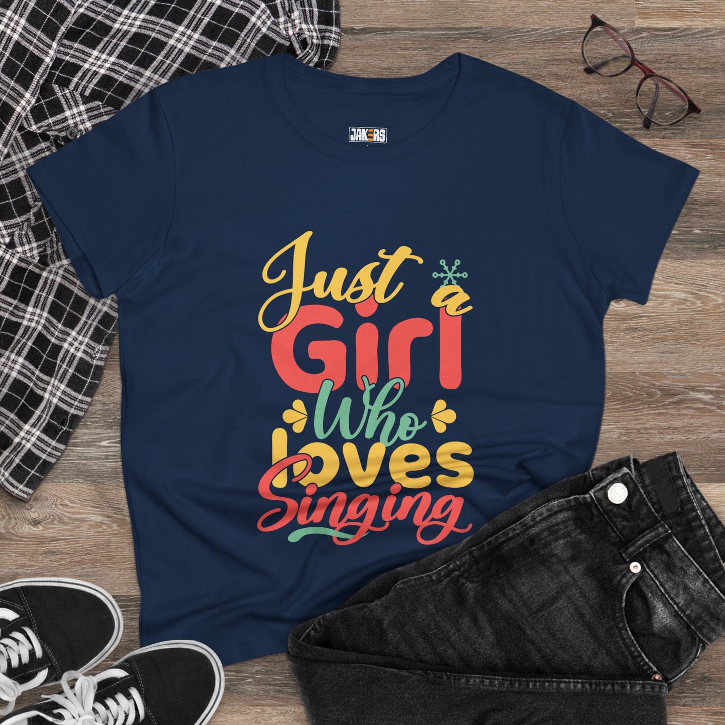 Just a Girl Who Loves Singing Tee - Women's Midweight Cotton T-Shirt