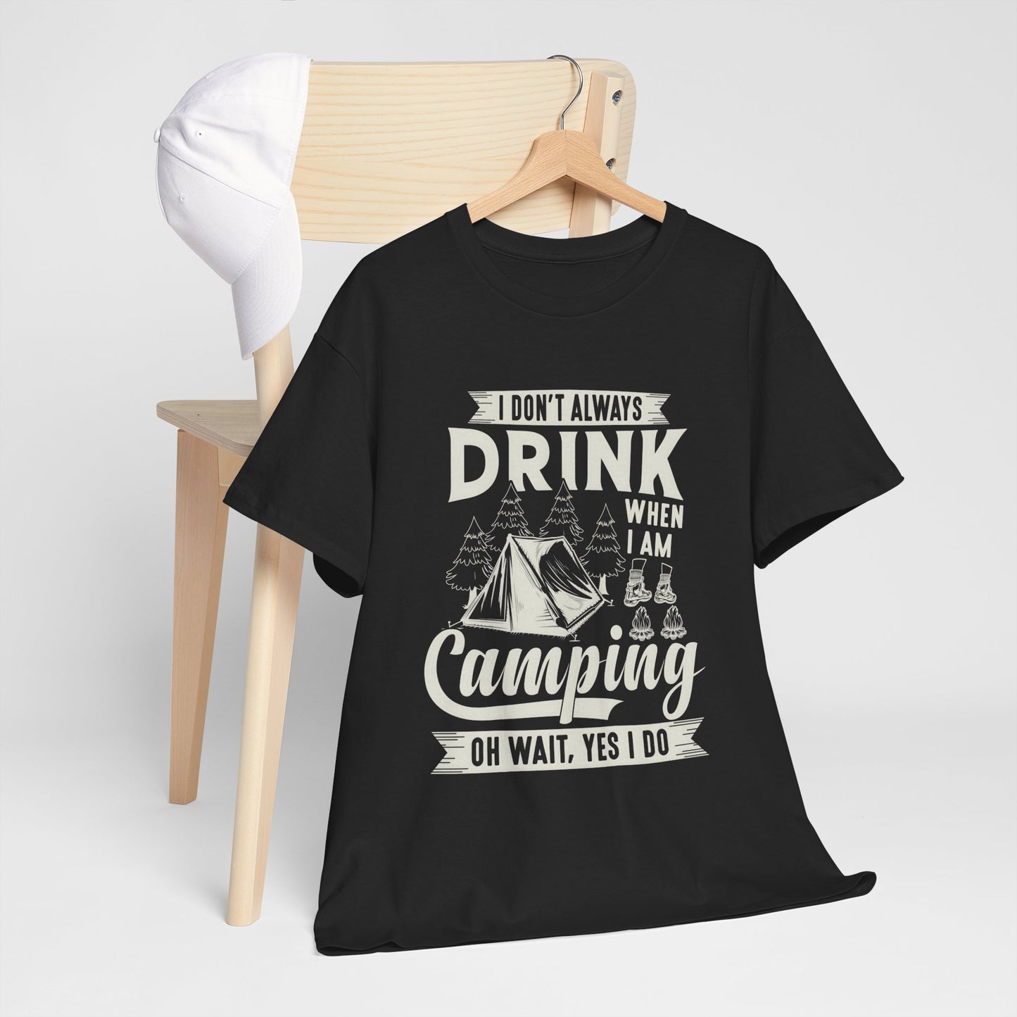 Camping Drinking Unisex Heavy Cotton Tee - Perfect Gift for Outdoor Enthusiasts