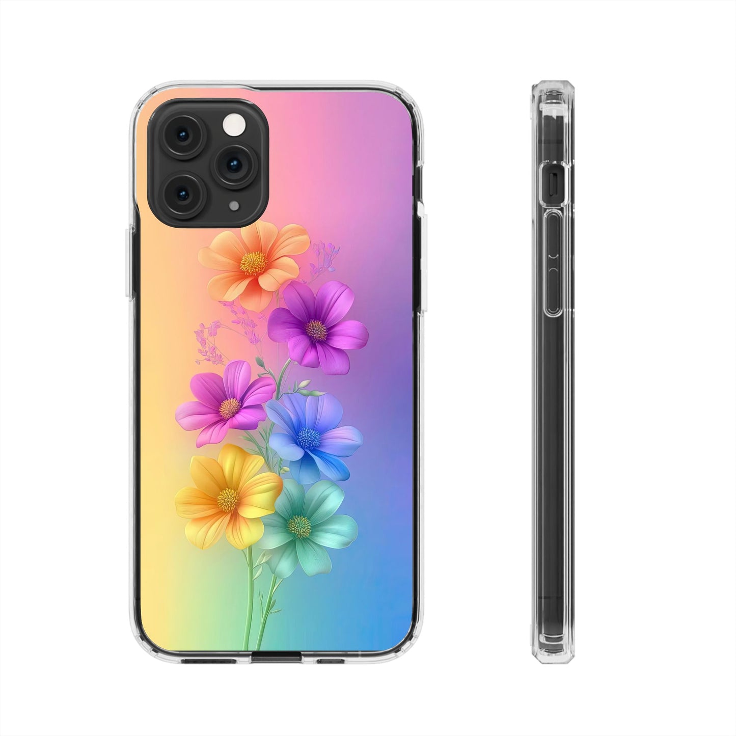 Floral Clear Phone Case – Colorful Flower Design