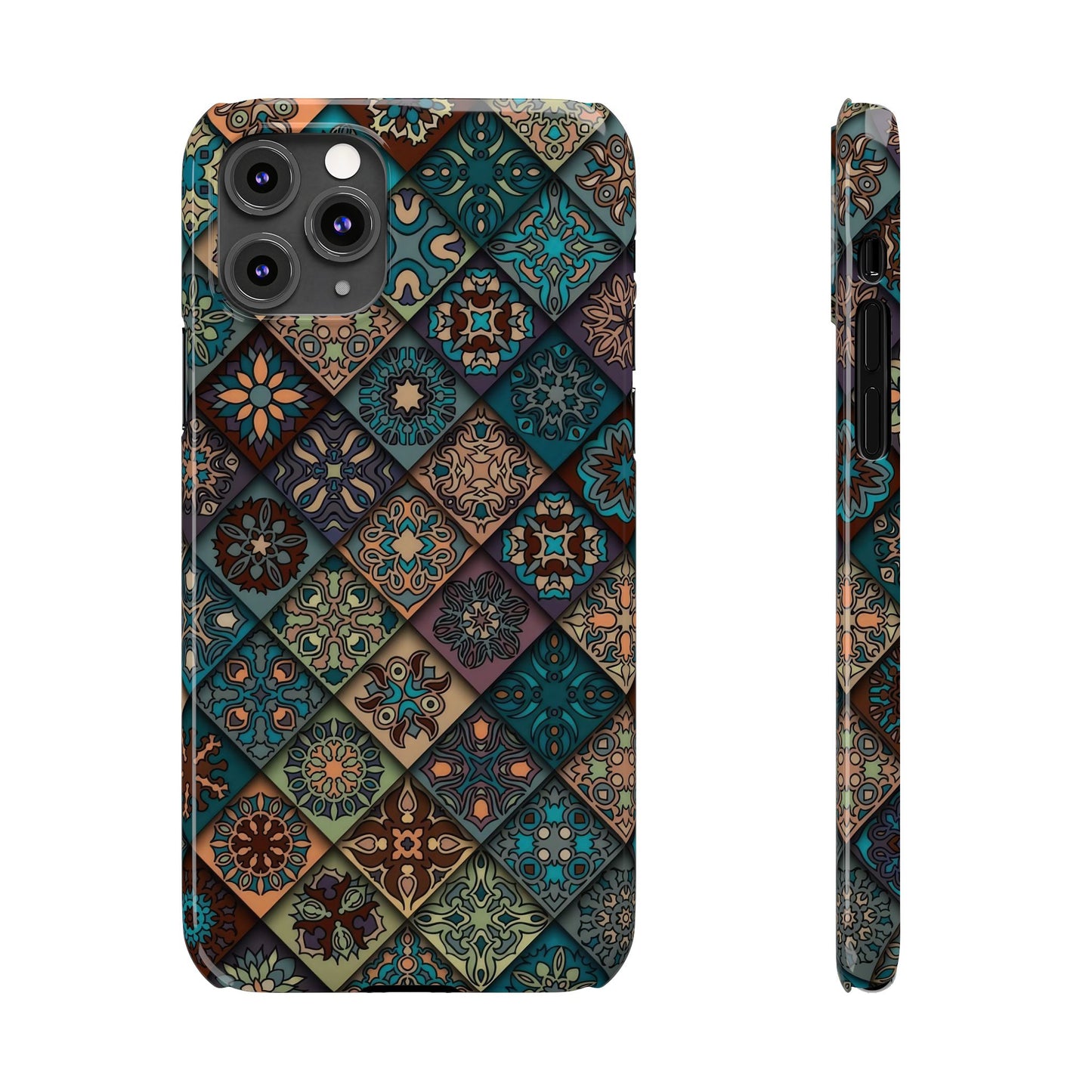 Aztec Geometric Slim Cases, Boho Blue