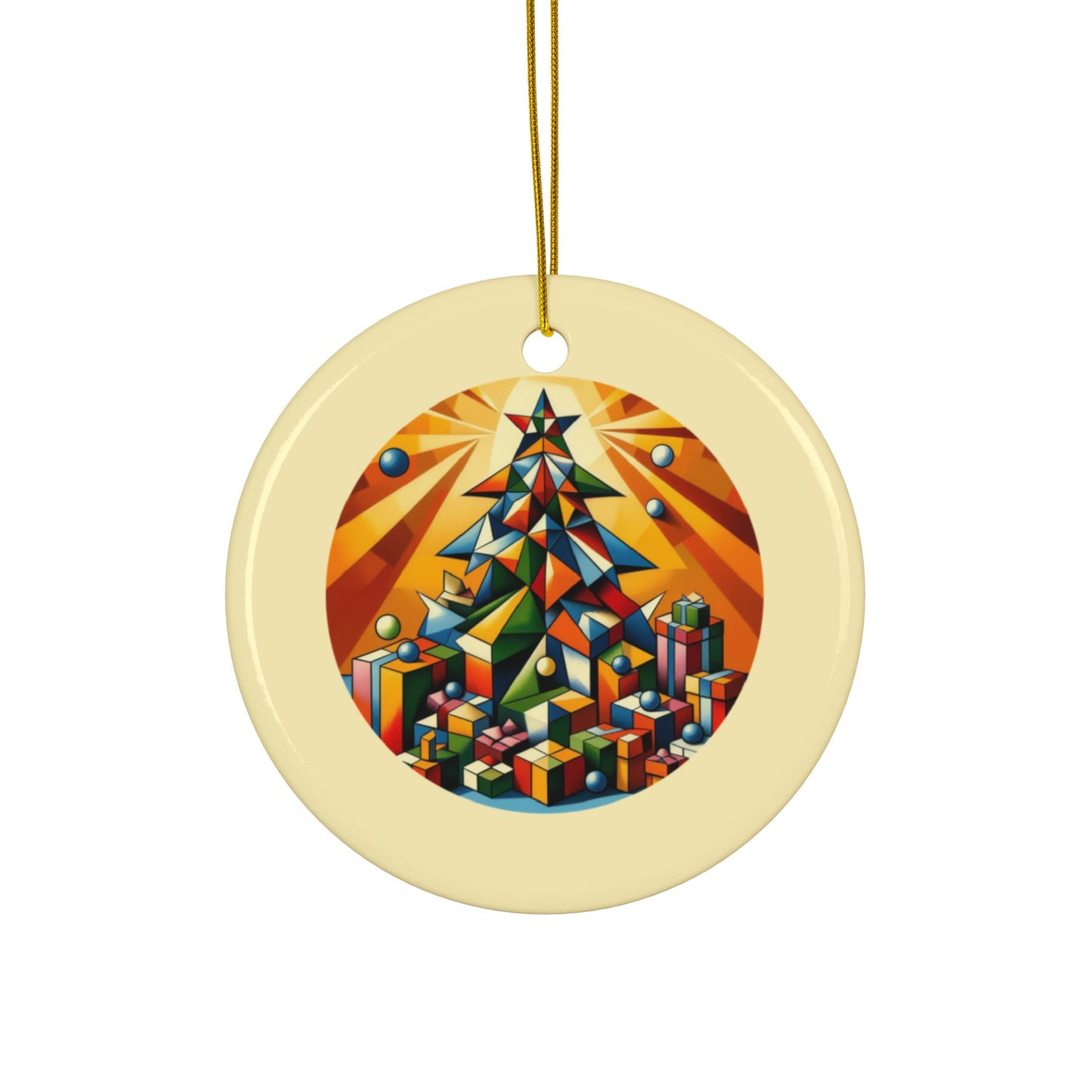 Cubist Christmas Tree Ceramic Ornaments, 2-Side Print, (1pc, 3pcs, 5pcs, 10pcs)