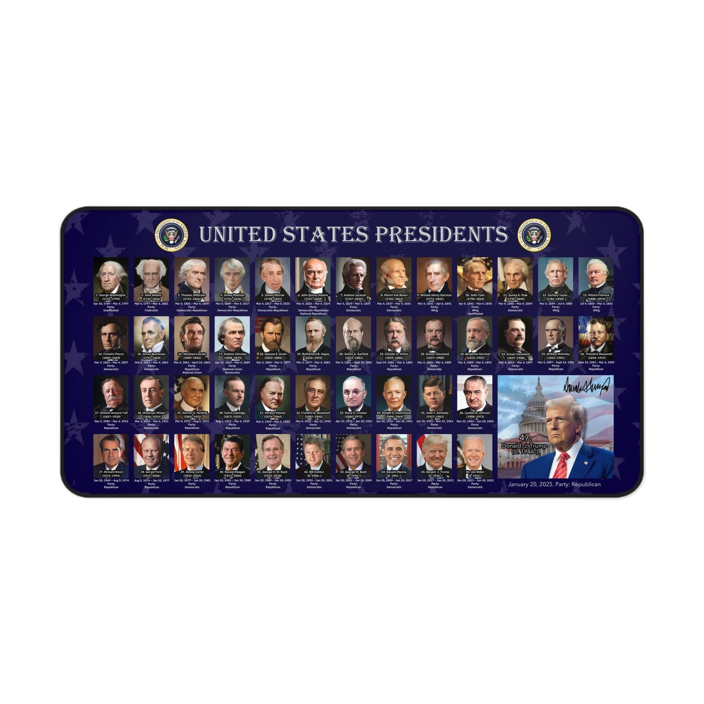 Educational Desk Mat / US Presidents