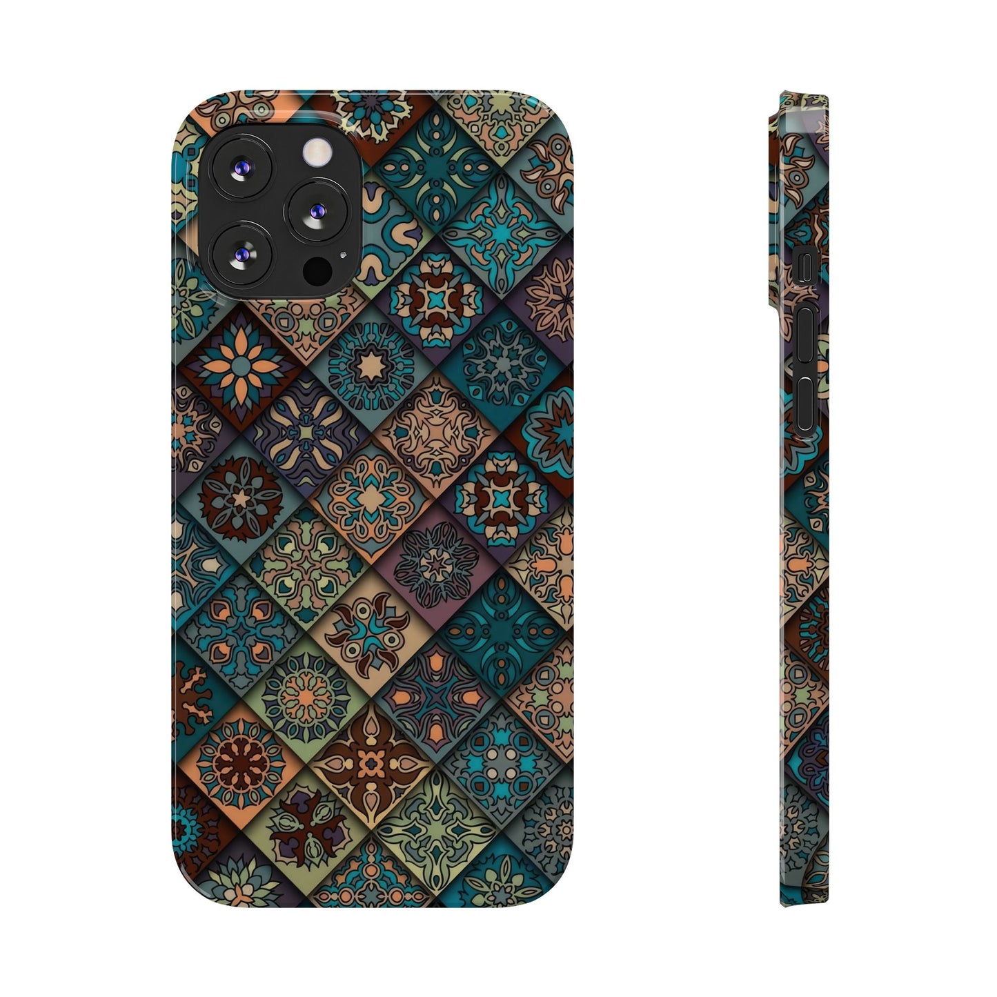 Aztec Geometric Slim Cases, Boho Blue