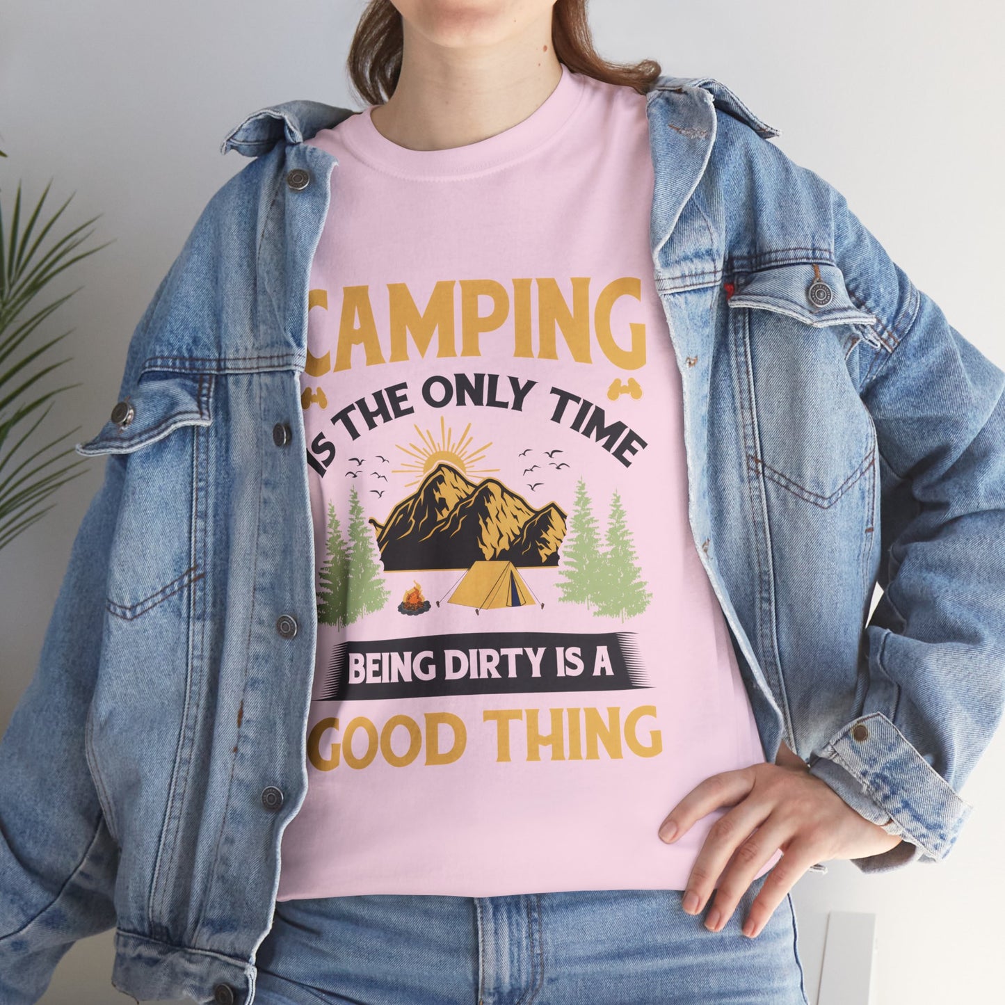 Camping Vibes Unisex Heavy Cotton Tee - "Being Dirty is a Good Thing"