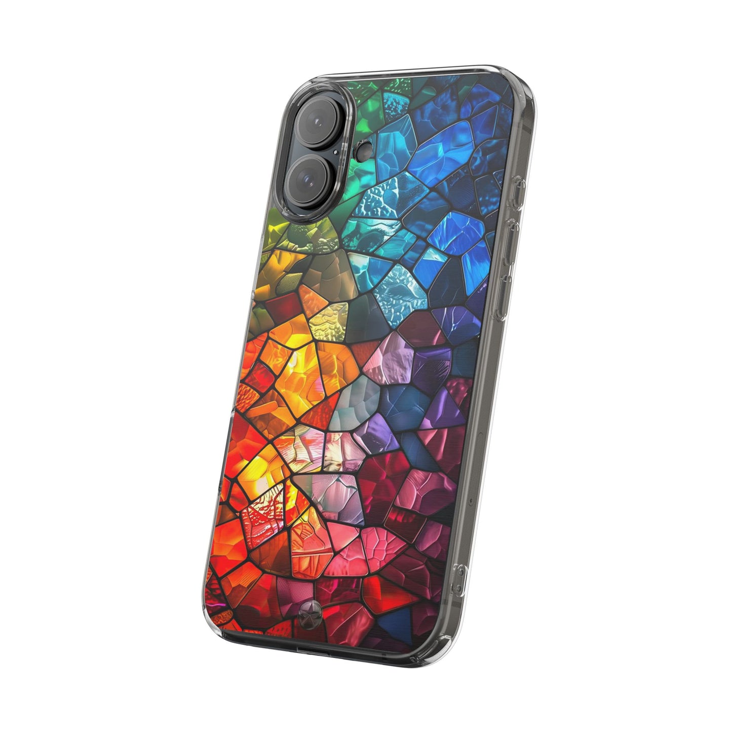Vibrant Clear Phone Case, Colorful Stained Glass Design