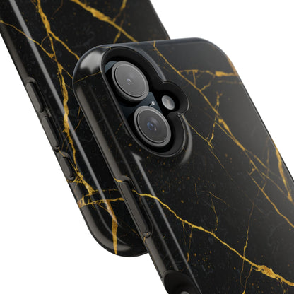 Black Marble with Gold Veins Impact-Resistant iPhone