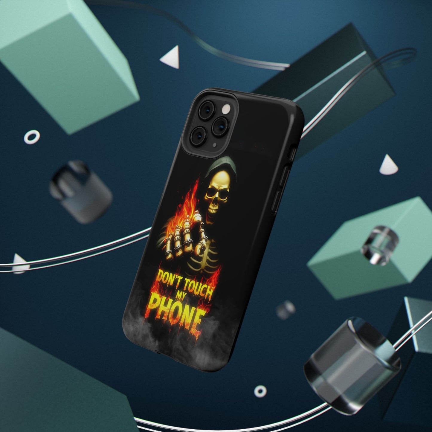 Skull Design Impact-Resistant iPhone Case, Don't Touch My Phone