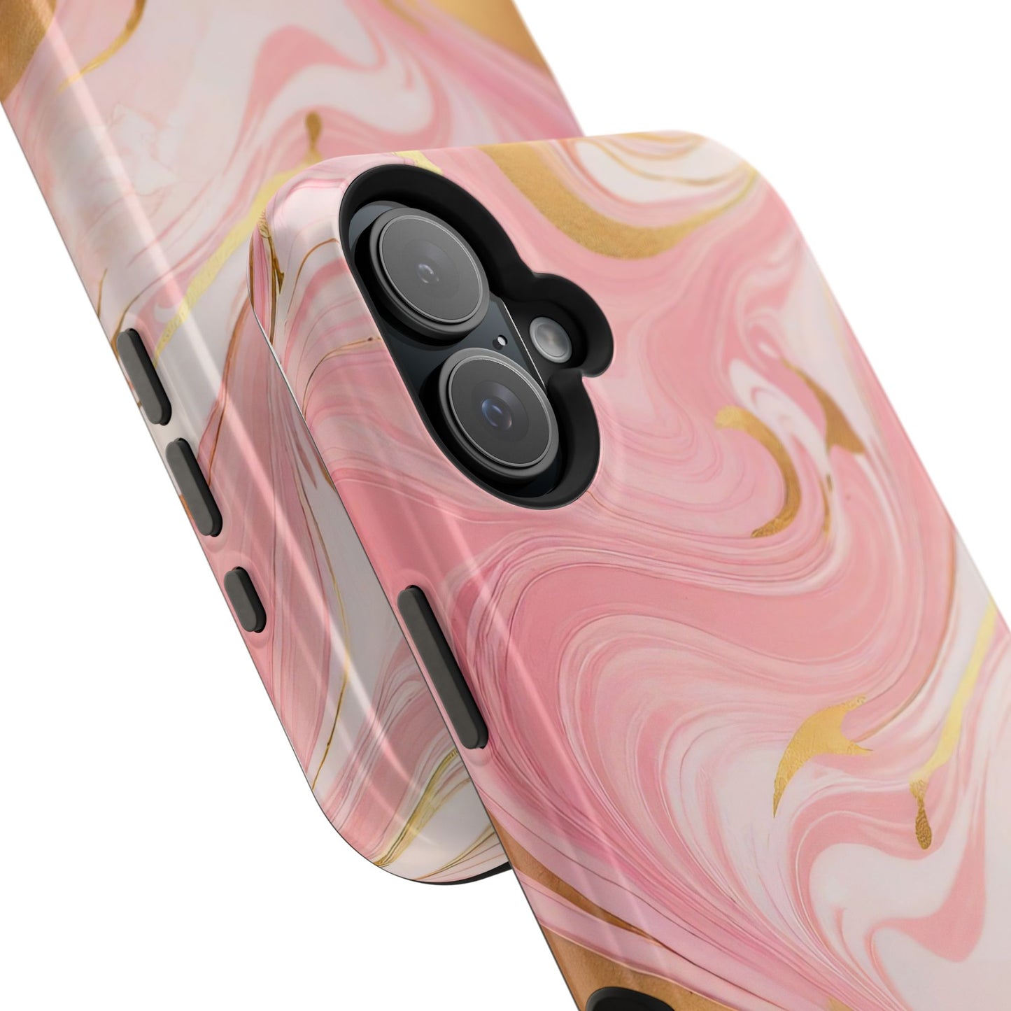 Stylish Magnetic Phone Case, Pink Marble Protective Cover
