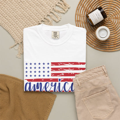 American Mom Garment-Dyed T-Shirt - Patriotic Tee for Moms