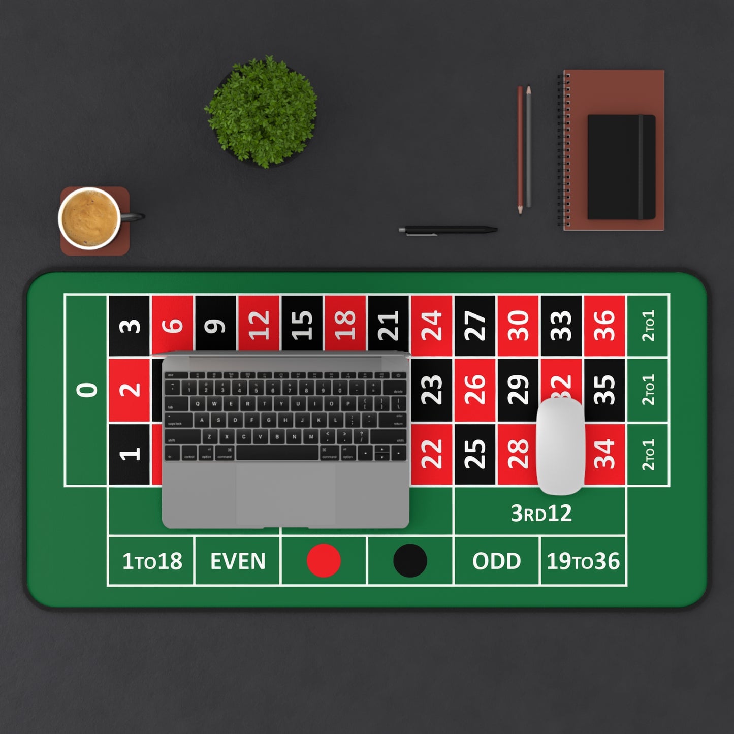 European Roulette Desk Mat — Casino-Themed Gaming/Office Mat
