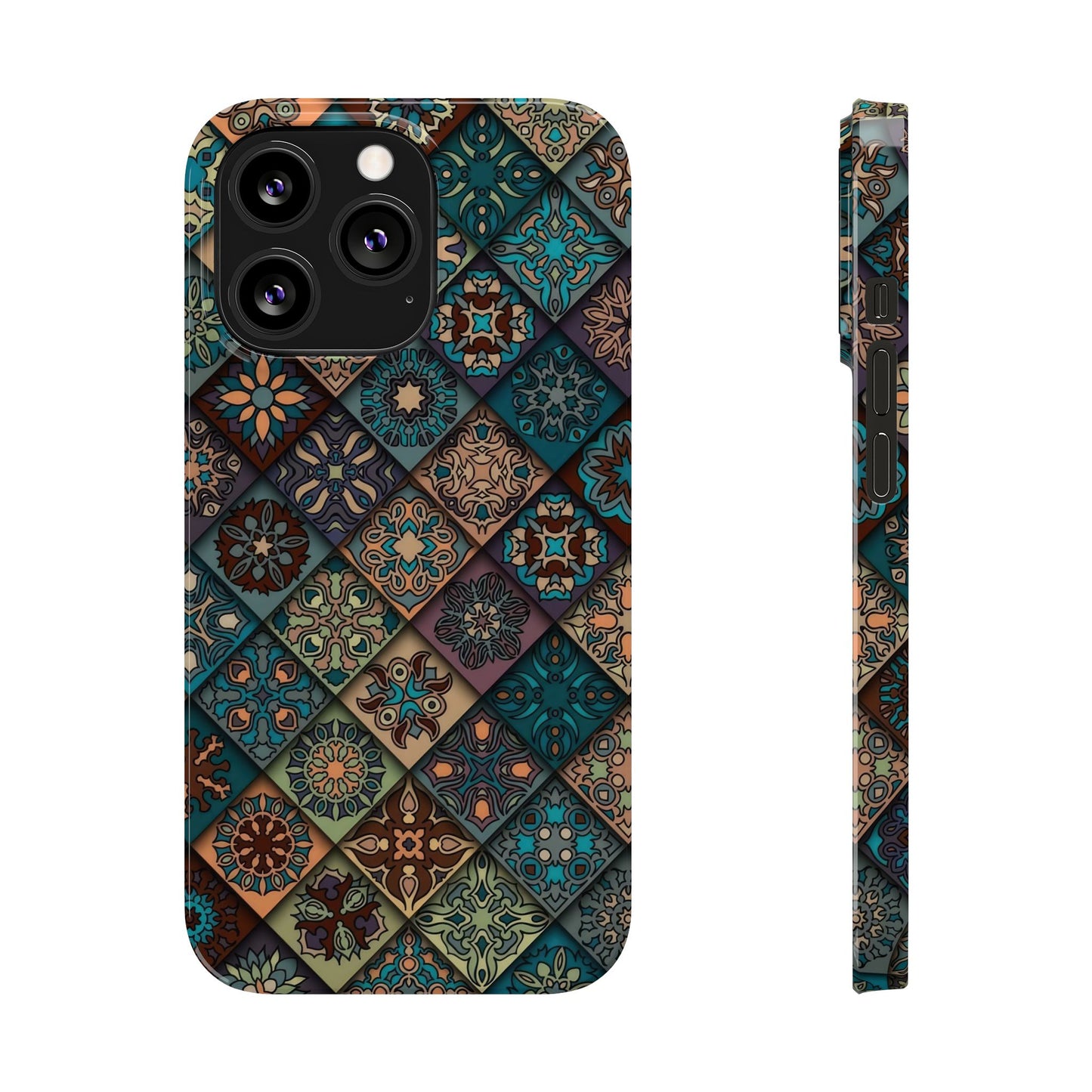 Aztec Geometric Slim Cases, Boho Blue