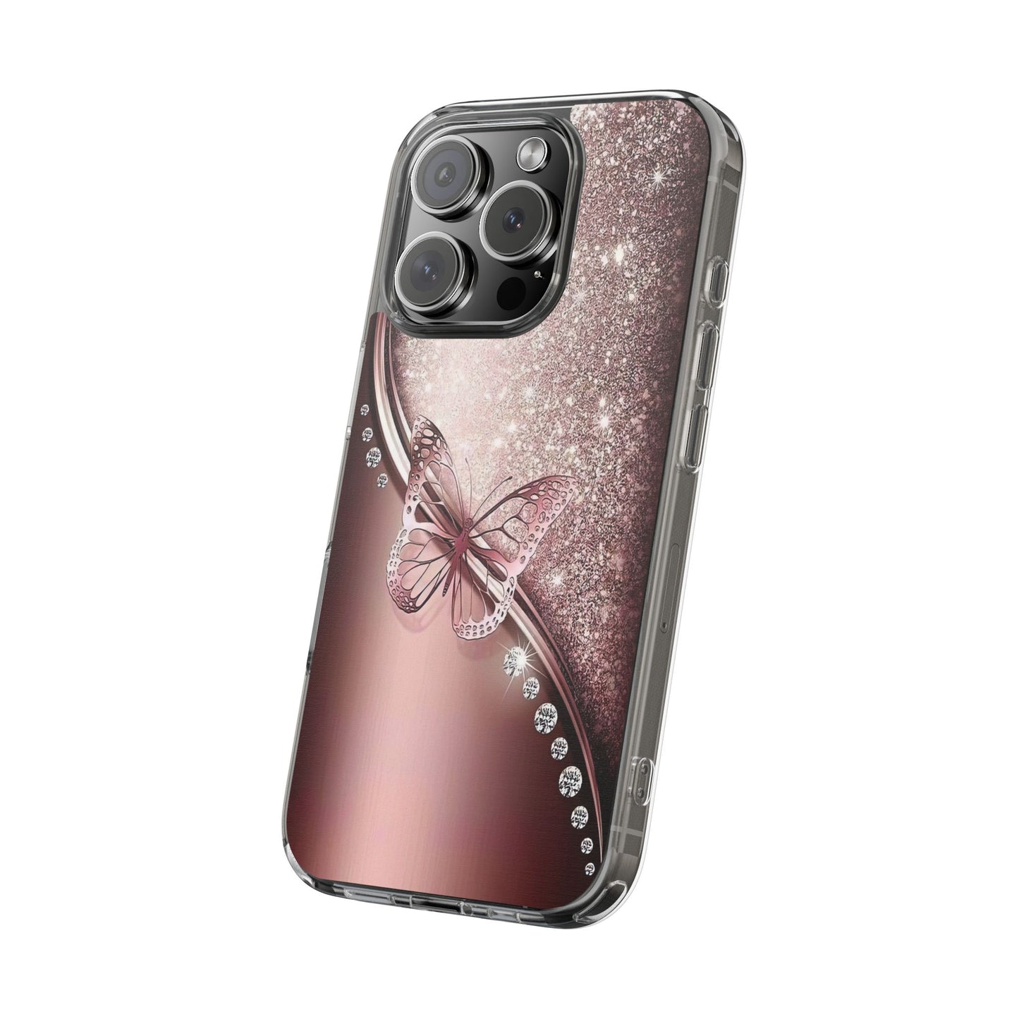 Elegant Butterfly Clear Case, Stylish Transparent Protective Cover for Women