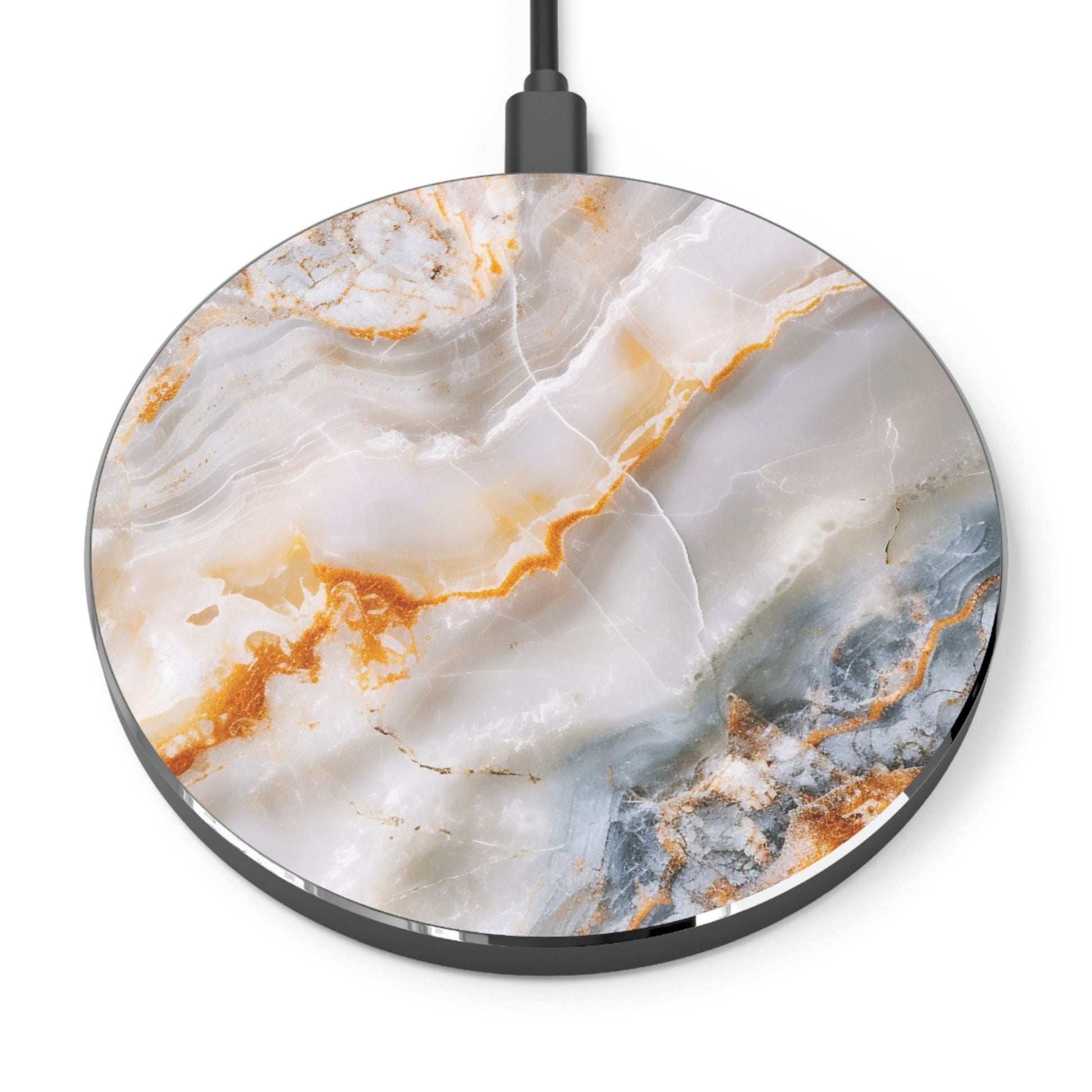 Stylish Marble 10W Qi Certified Fast Wireless Charging Pad,  Modern Unique Desk Accessory