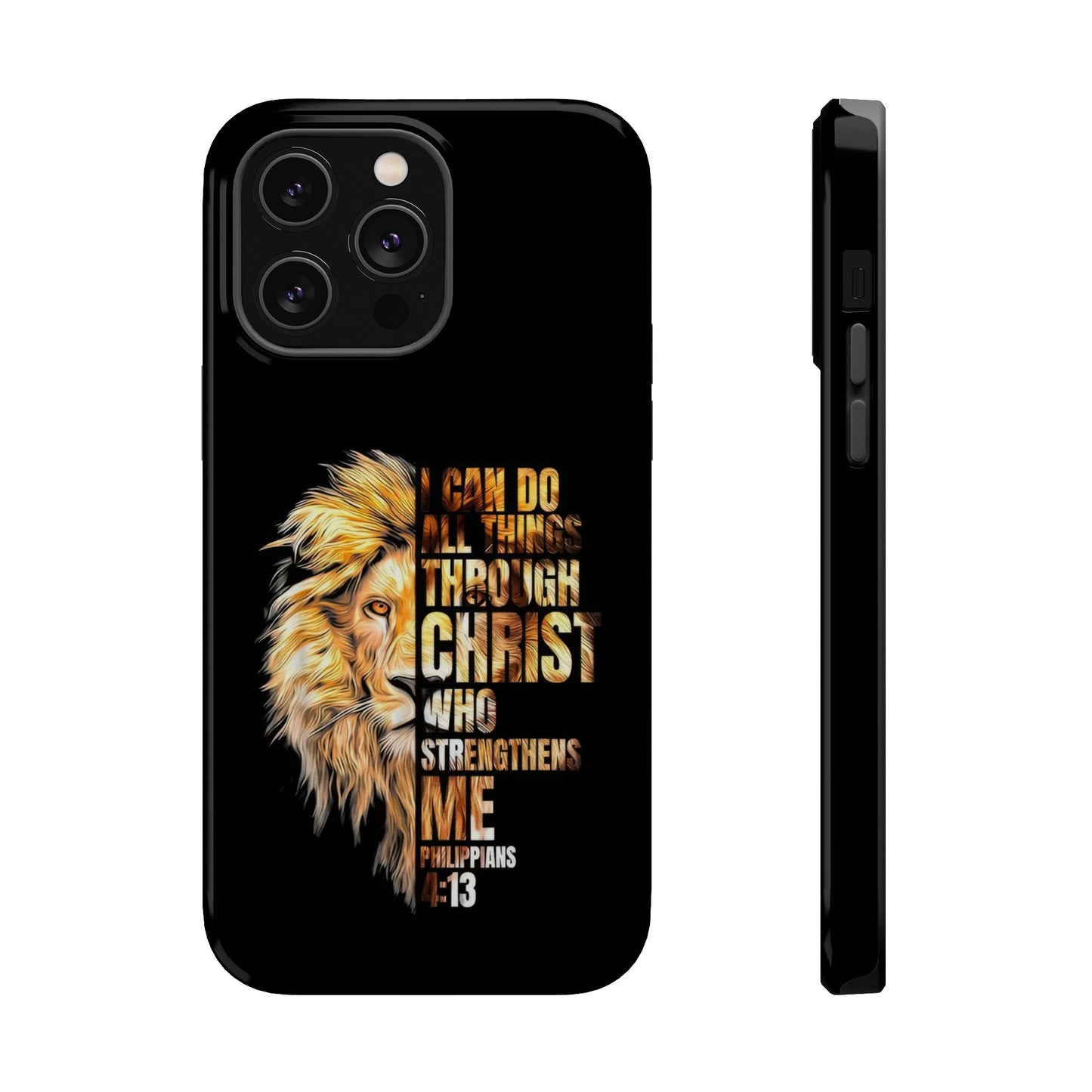 Inspirational Lion Magnetic iPhone Case, Strength & Faith, Christian Accessories