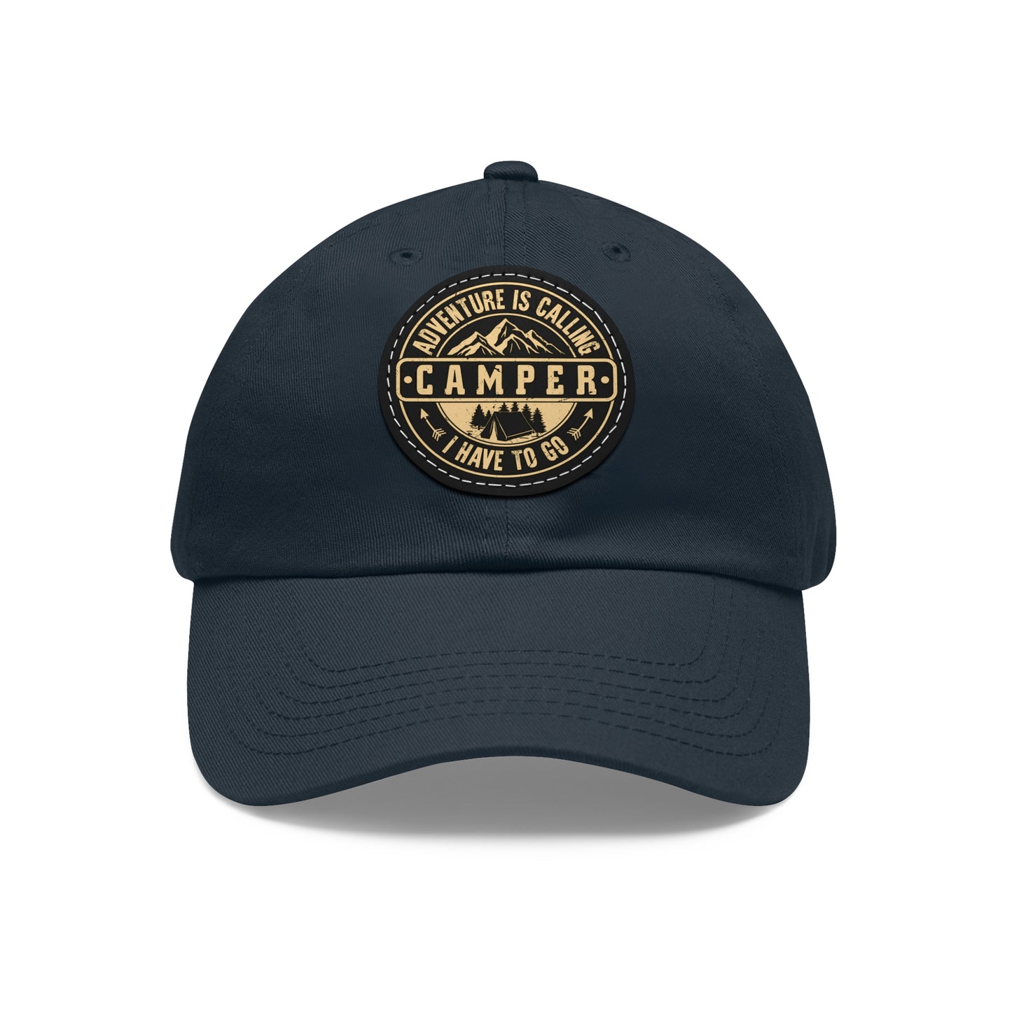 Adventure Camper Dad Hat - Leather Patch Cap for Outdoor Lovers