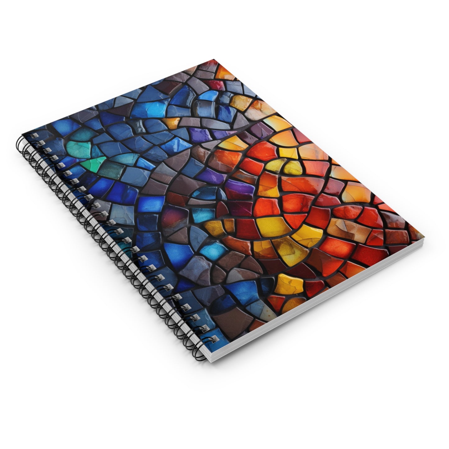 Vibrant Stained Glass Spiral Notebook 6" x 8"