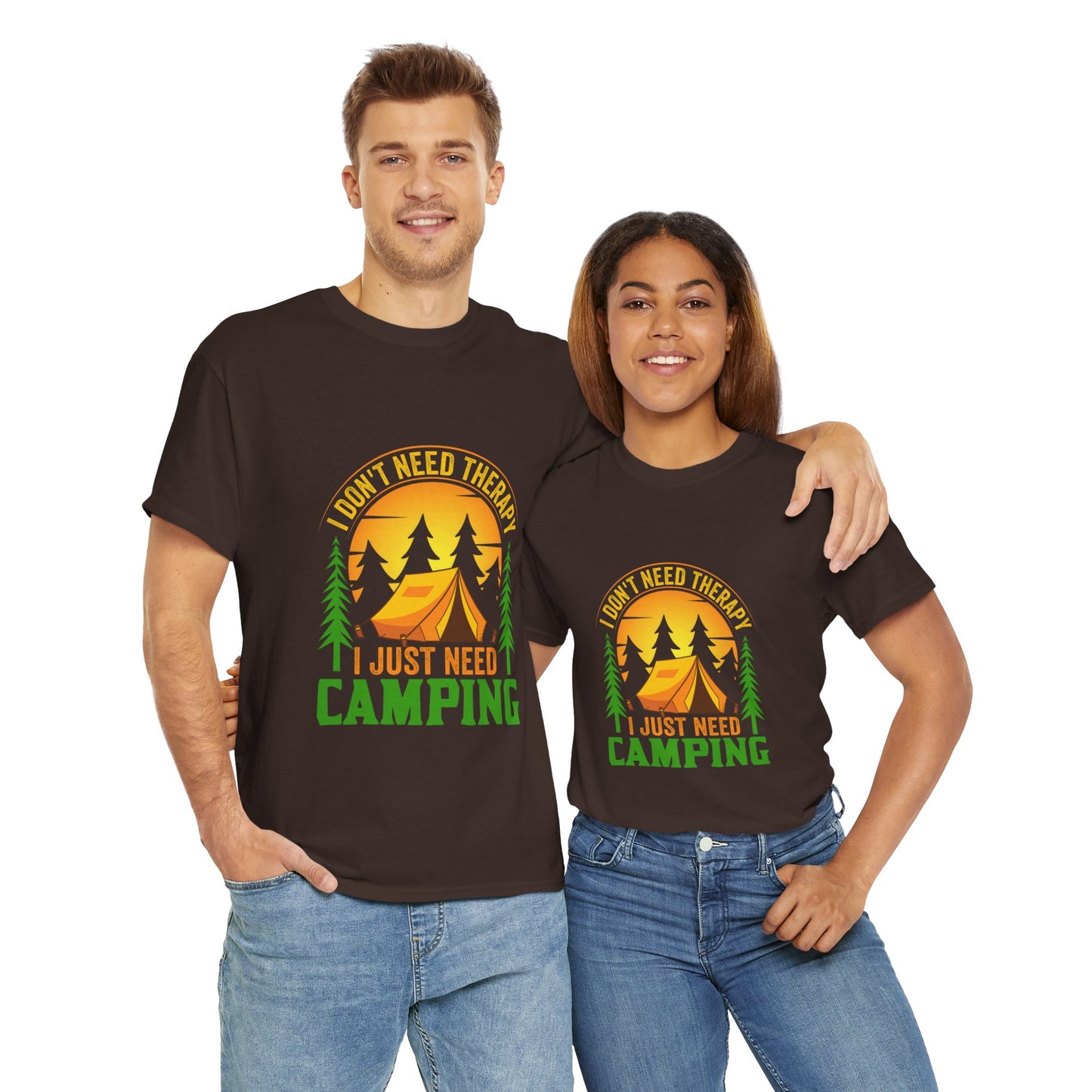 Camping Therapy Unisex Heavy Cotton Tee - Perfect for Outdoor Enthusiasts