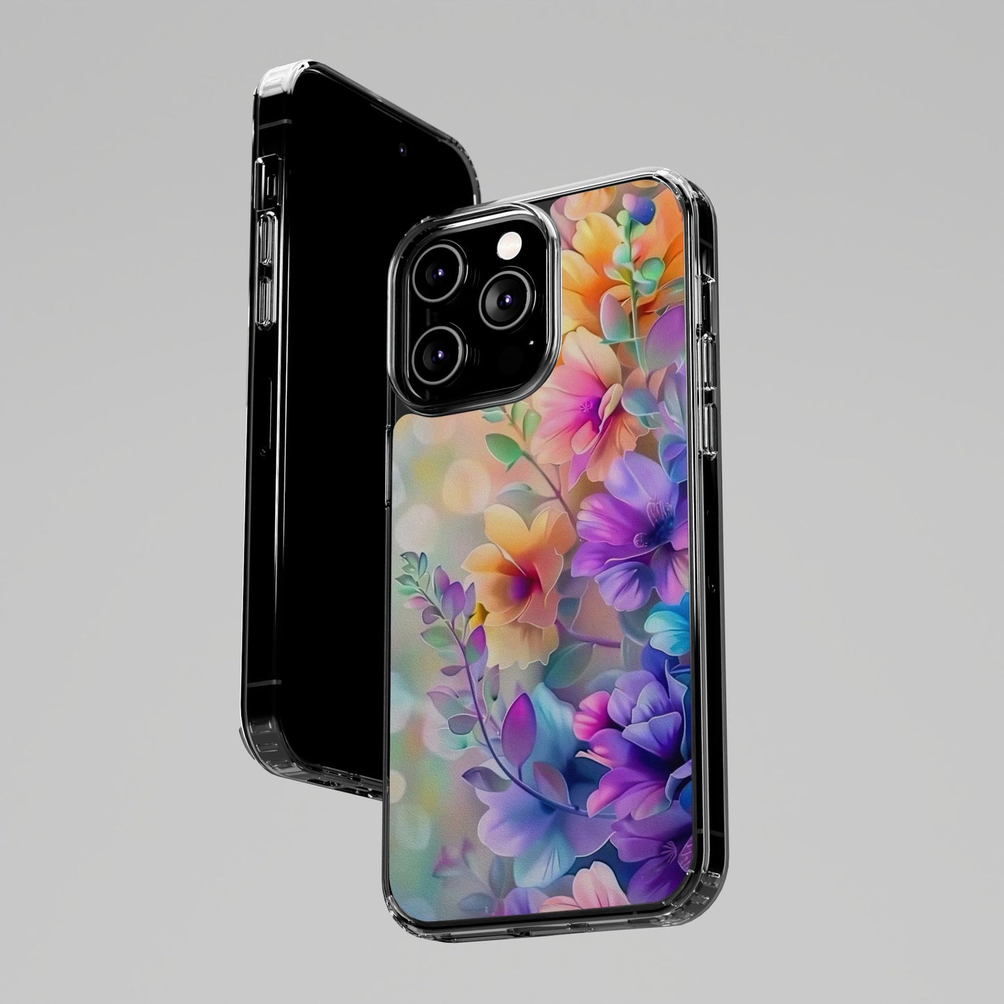 Floral Clear Phone Case -  Colorful Spring Design