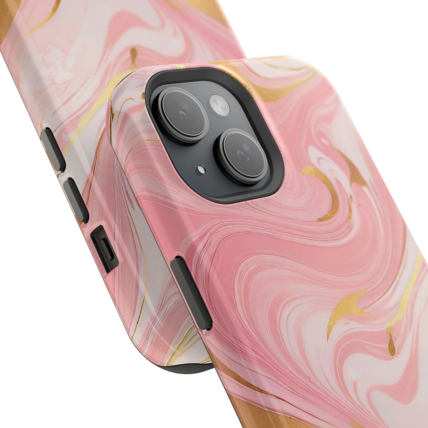 Stylish Magnetic Phone Case, Pink Marble Protective Cover