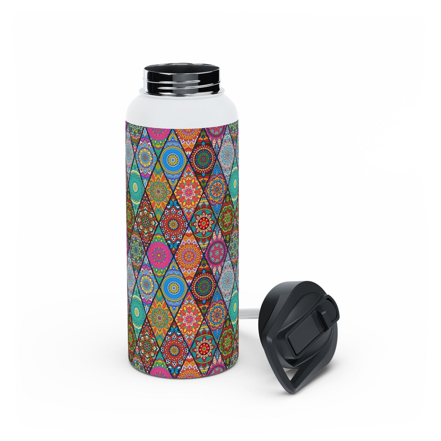 Mandala Argyle Stainless Steel Water Bottle, Standard Lid