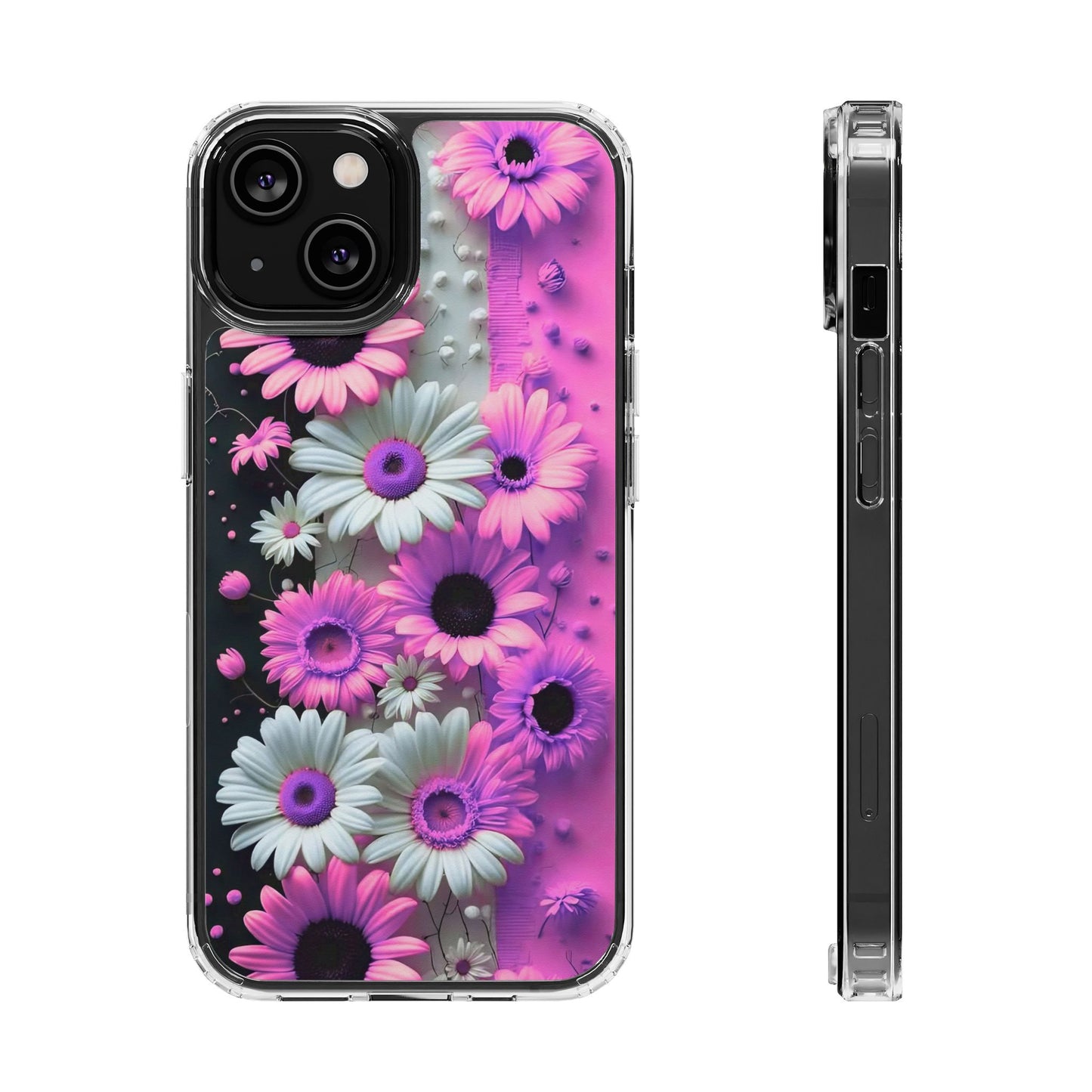 Floral Clear Phone Case – Pink Flower Design