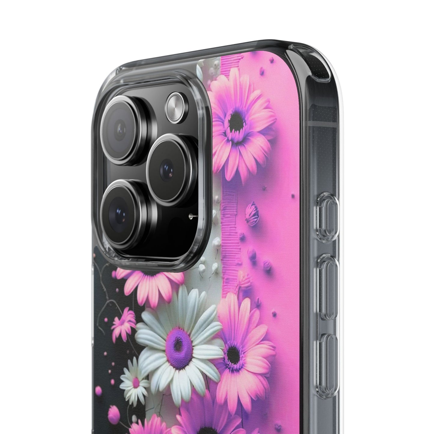 Floral Clear Phone Case – Pink Flower Design