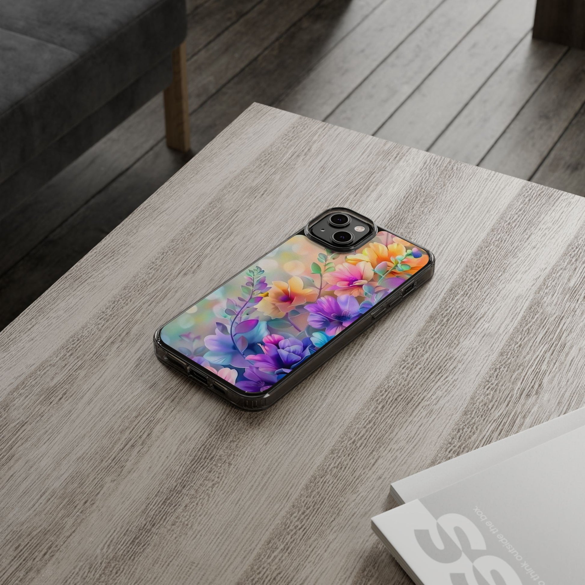 Floral Clear Phone Case -  Colorful Spring Design