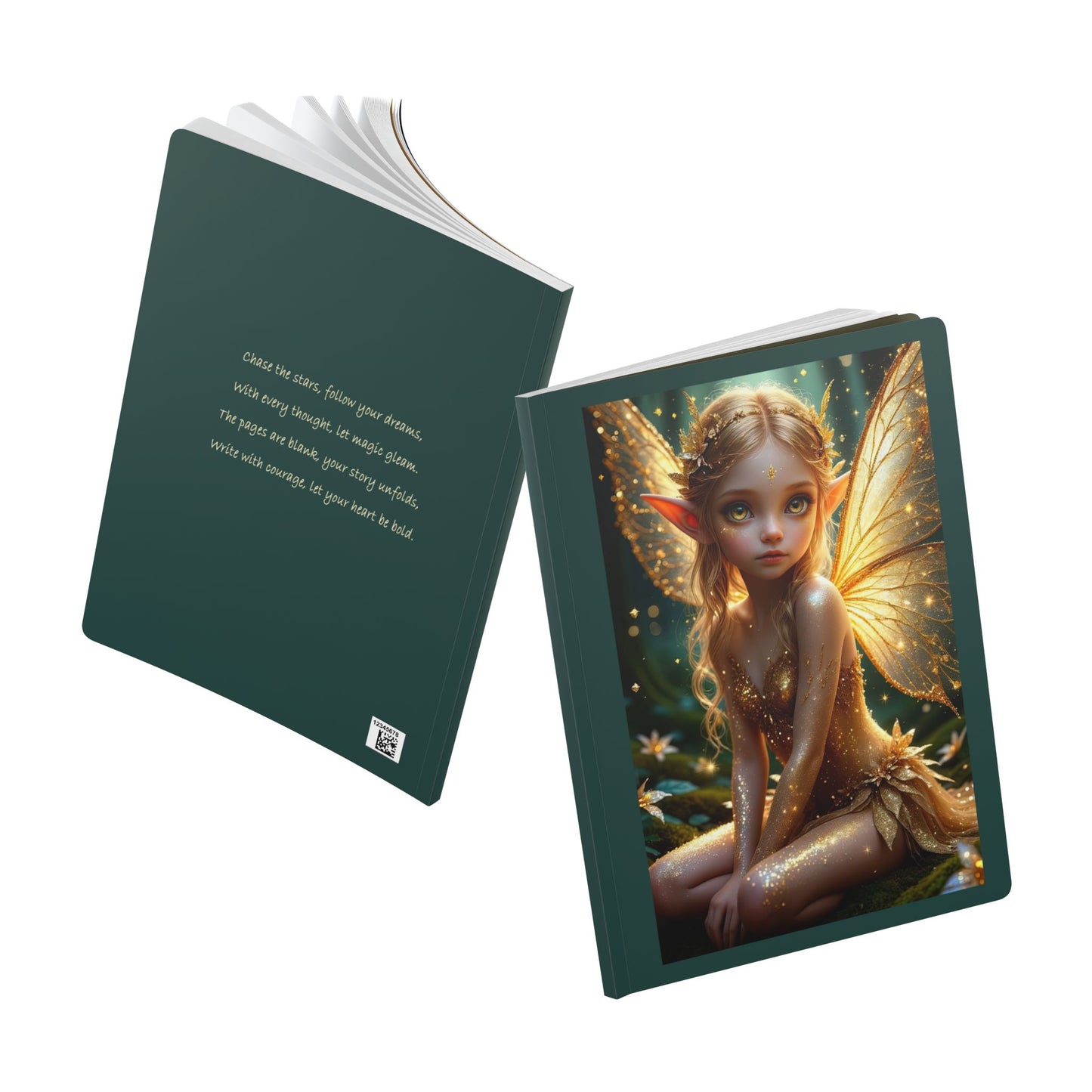 Enchanted Fairy Softcover Journal, Dream Journal, Inspirational Notebook, Gifts for Writers, Fantasy Art Stationery