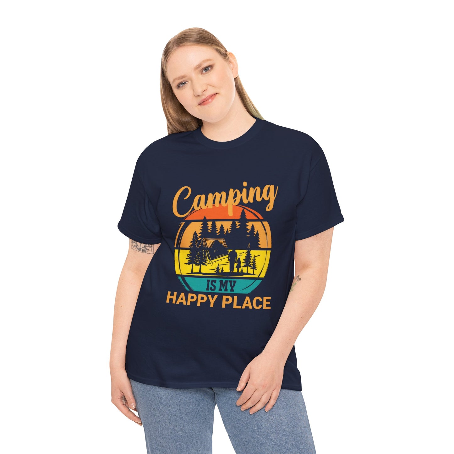 Camping Is My Happy Place Unisex Heavy Cotton Tee