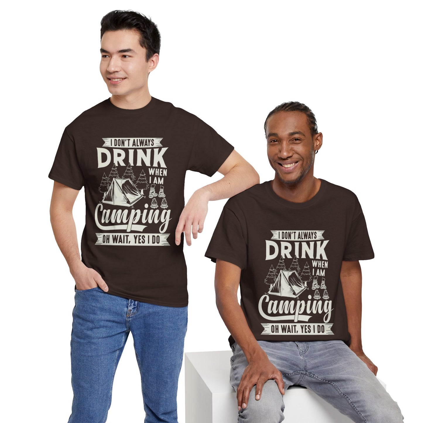 Camping Drinking Unisex Heavy Cotton Tee - Perfect Gift for Outdoor Enthusiasts