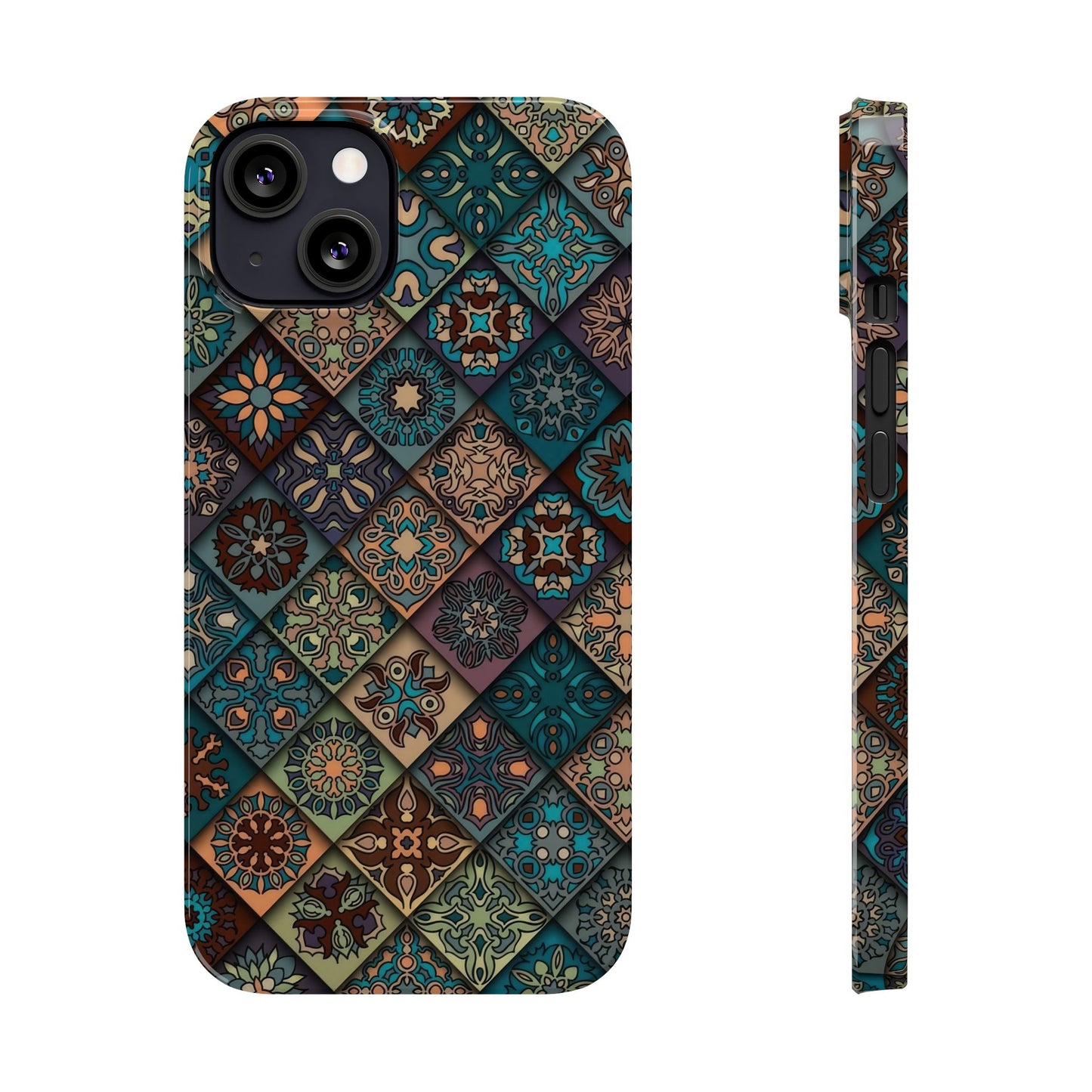 Aztec Geometric Slim Cases, Boho Blue