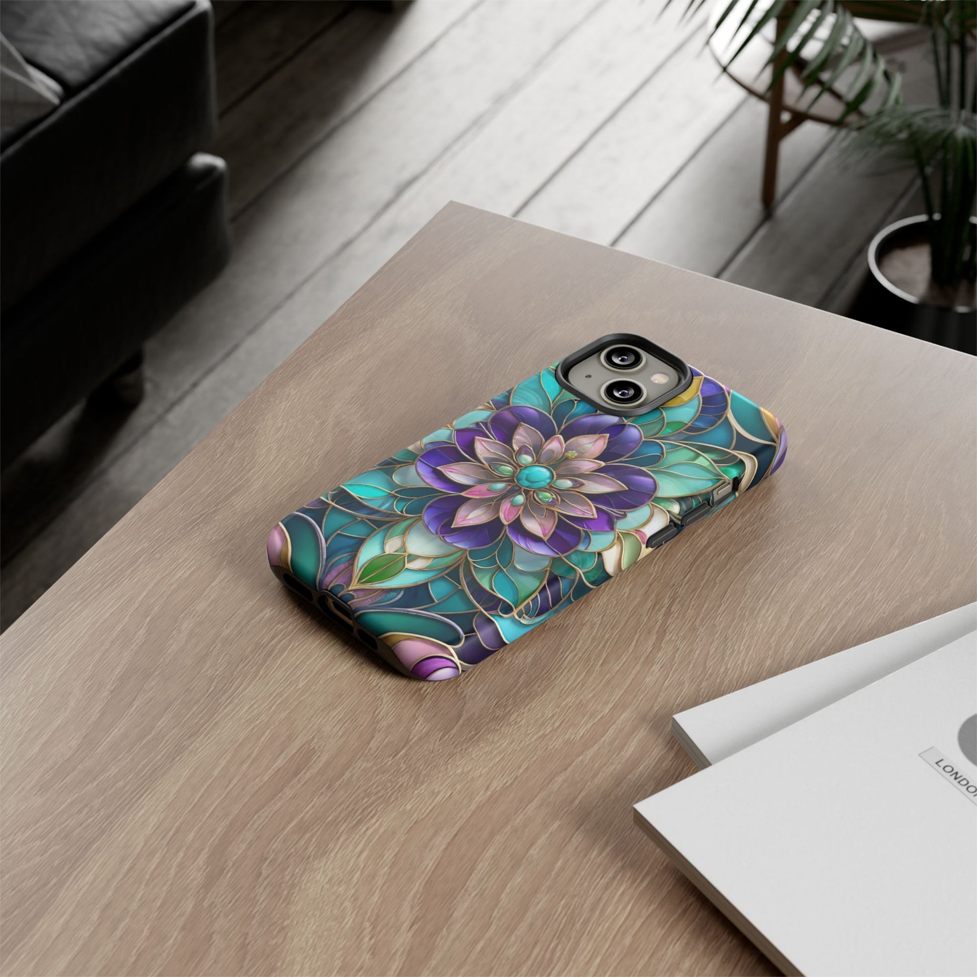 Floral Stained Glass Tough Phone Case -Stylish Protection for Your Device