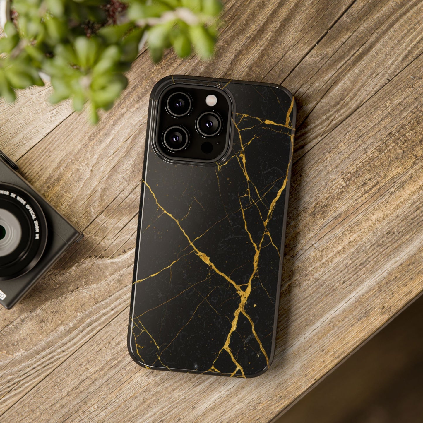 Luxury Black Marble Impact-Resistant iPhone