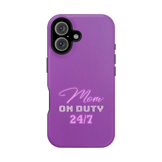 Mom On Duty Impact-Resistant Case, Purple Case for Mothers