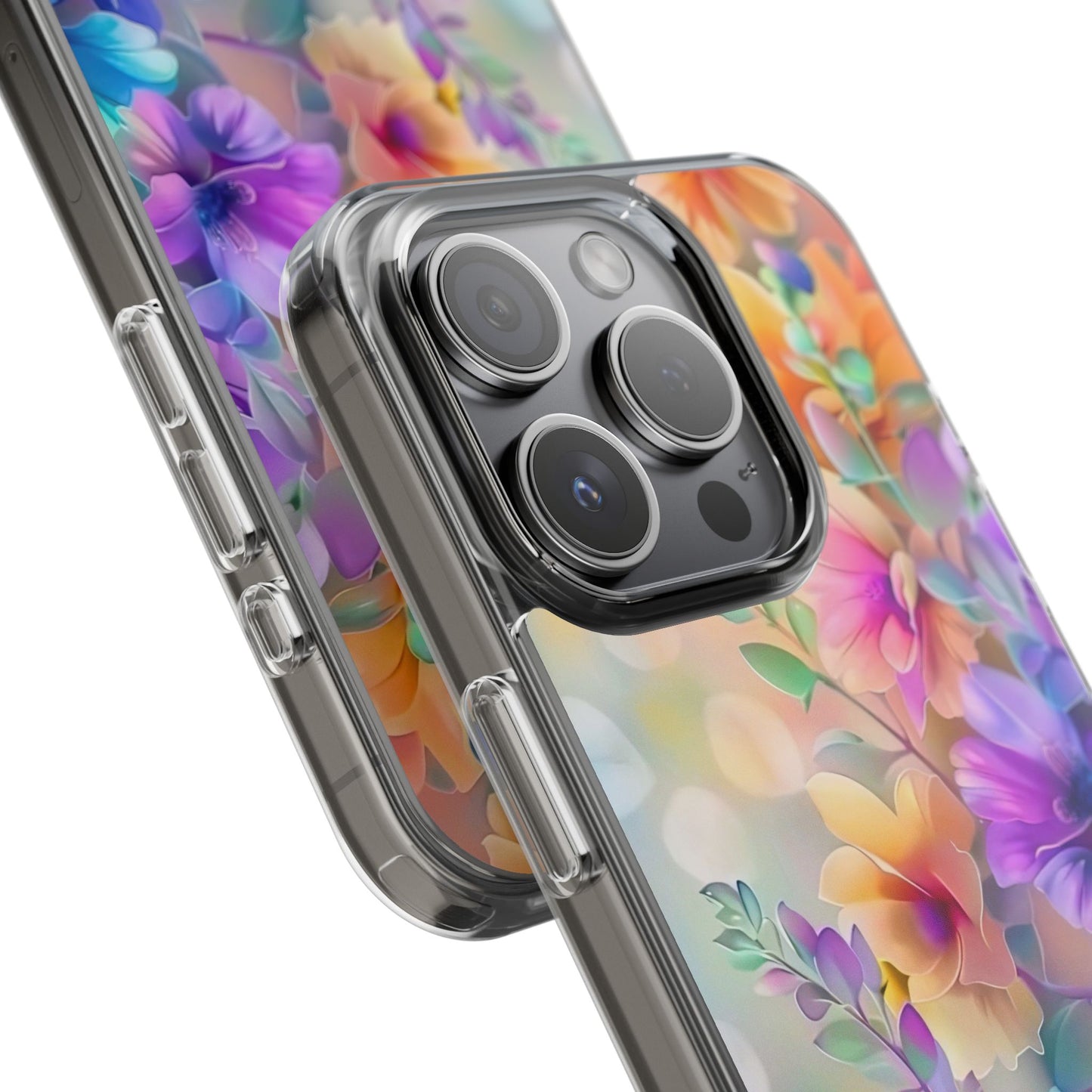 Floral Clear Phone Case -  Colorful Spring Design