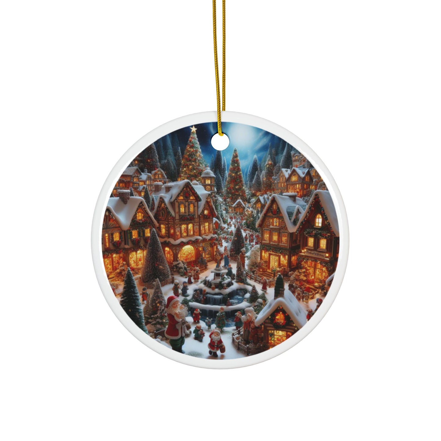 Snow-Covered Village Ceramic Ornaments, 2-Side Print, (1pc, 3pcs, 5pcs, 10pcs)