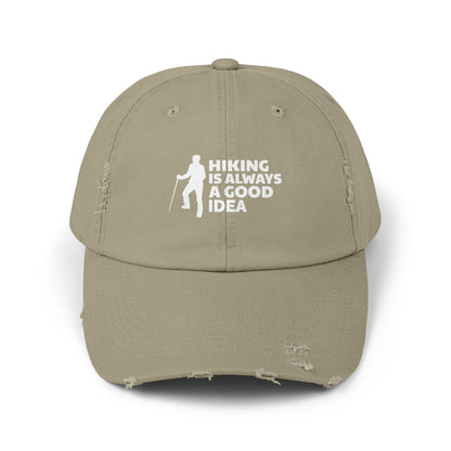 Hiking Is Always A Good Idea Unisex Distressed Cap