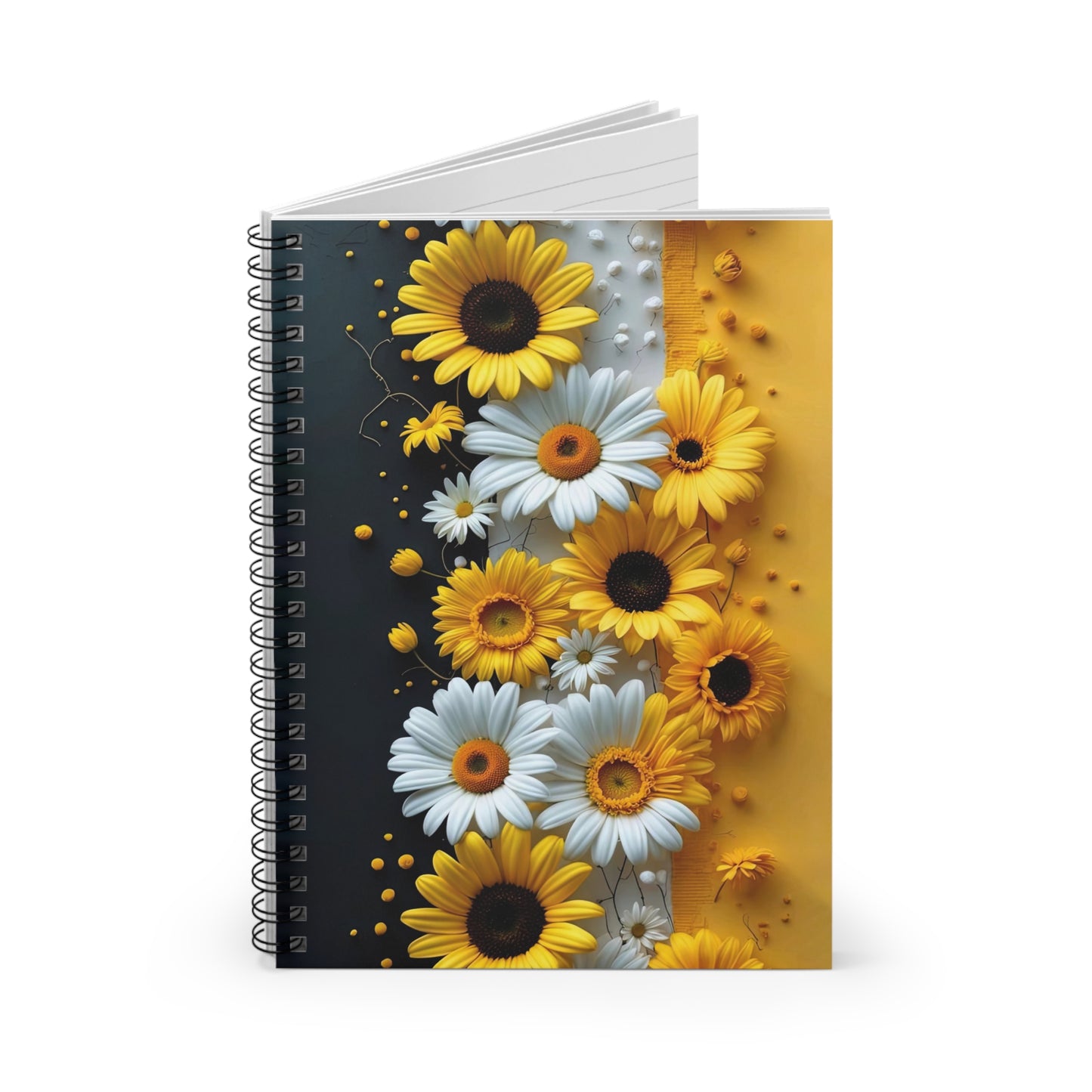 Yellow Floral Spiral Notebook 6" x 8" – Flower Design