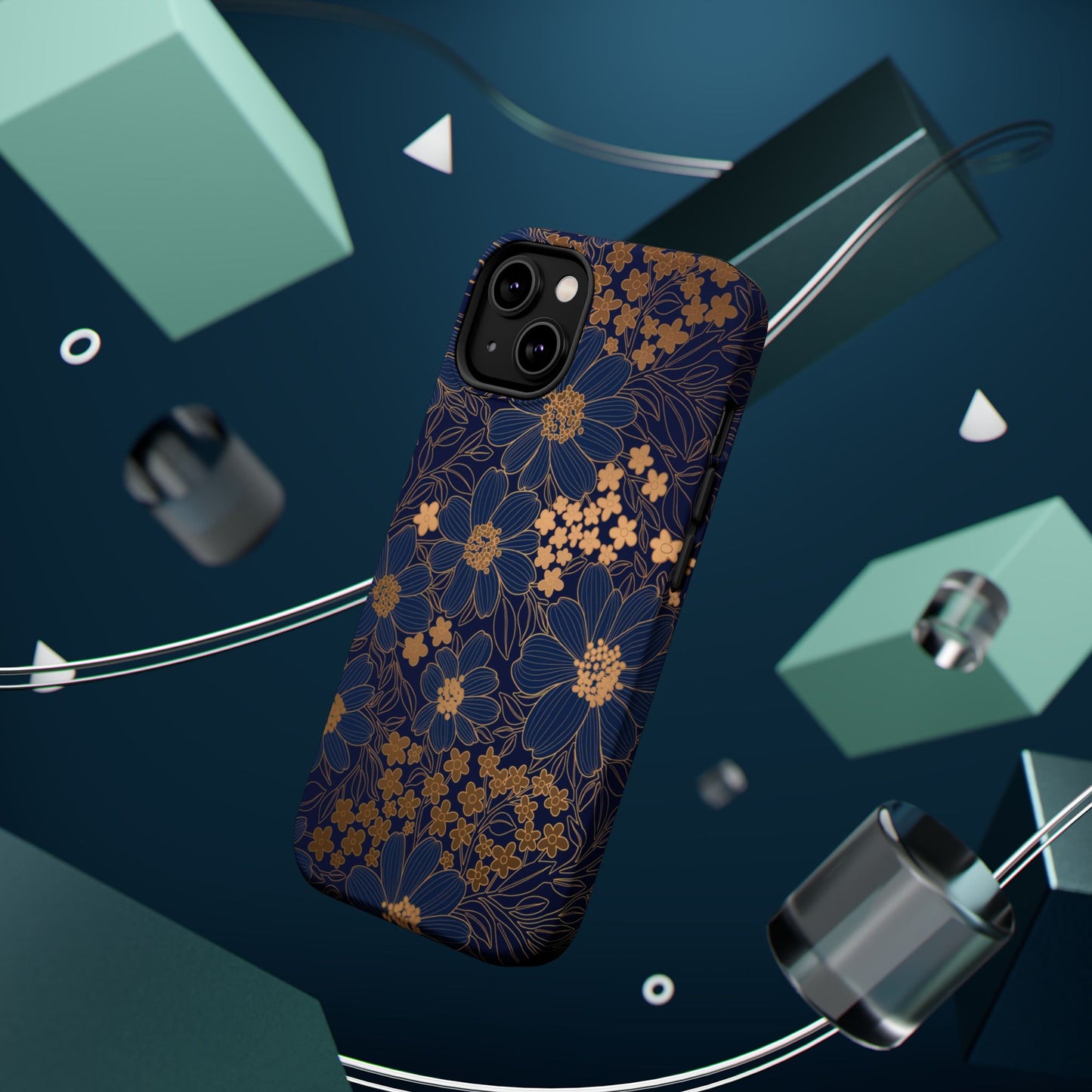 Luxury Serial Magnetic Phone Case, Golden Floral