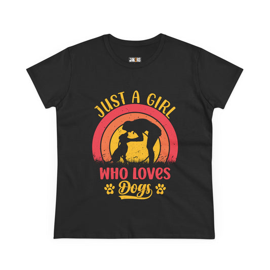 Just a Girl Who Loves Dogs Cotton Tee - Casual Dog Lover Shirt