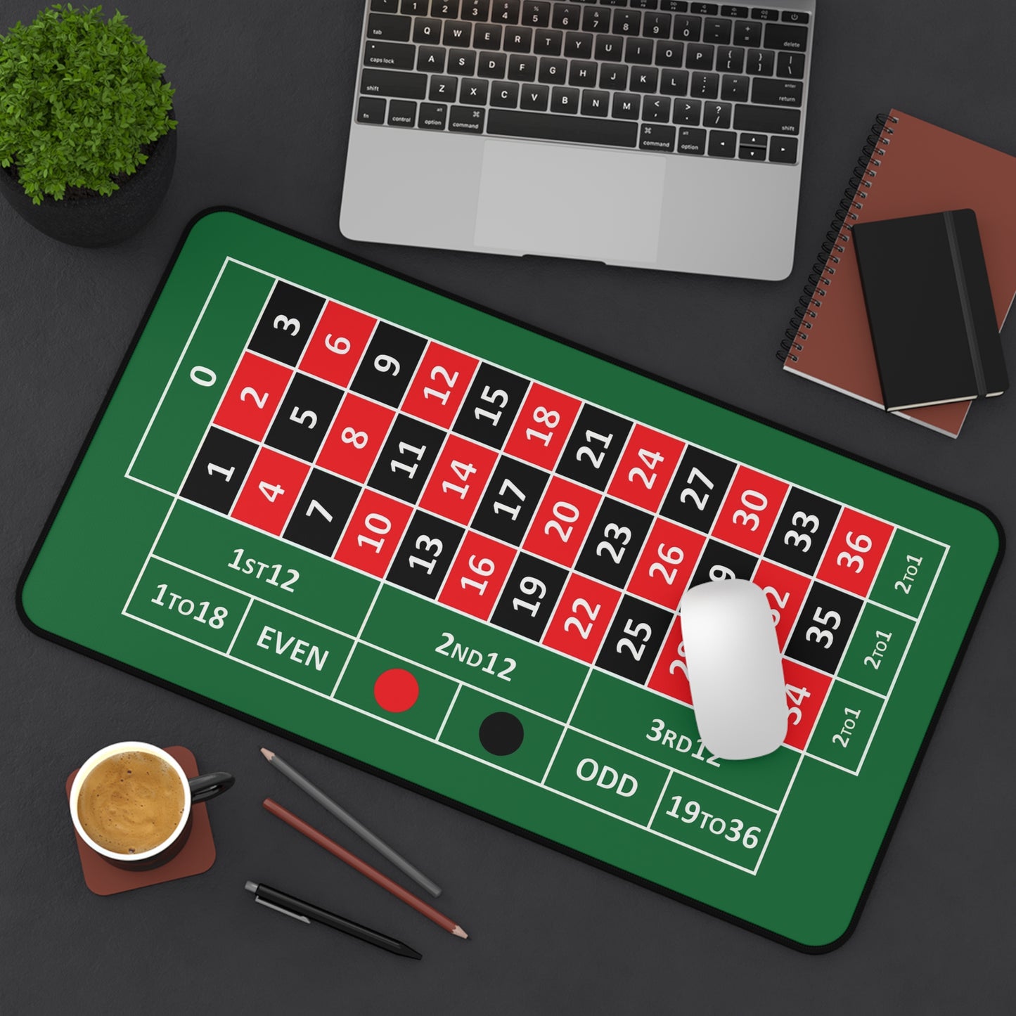 European Roulette Desk Mat — Casino-Themed Gaming/Office Mat