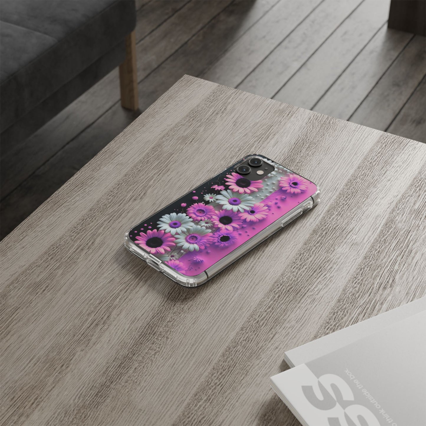 Floral Clear Phone Case – Pink Flower Design