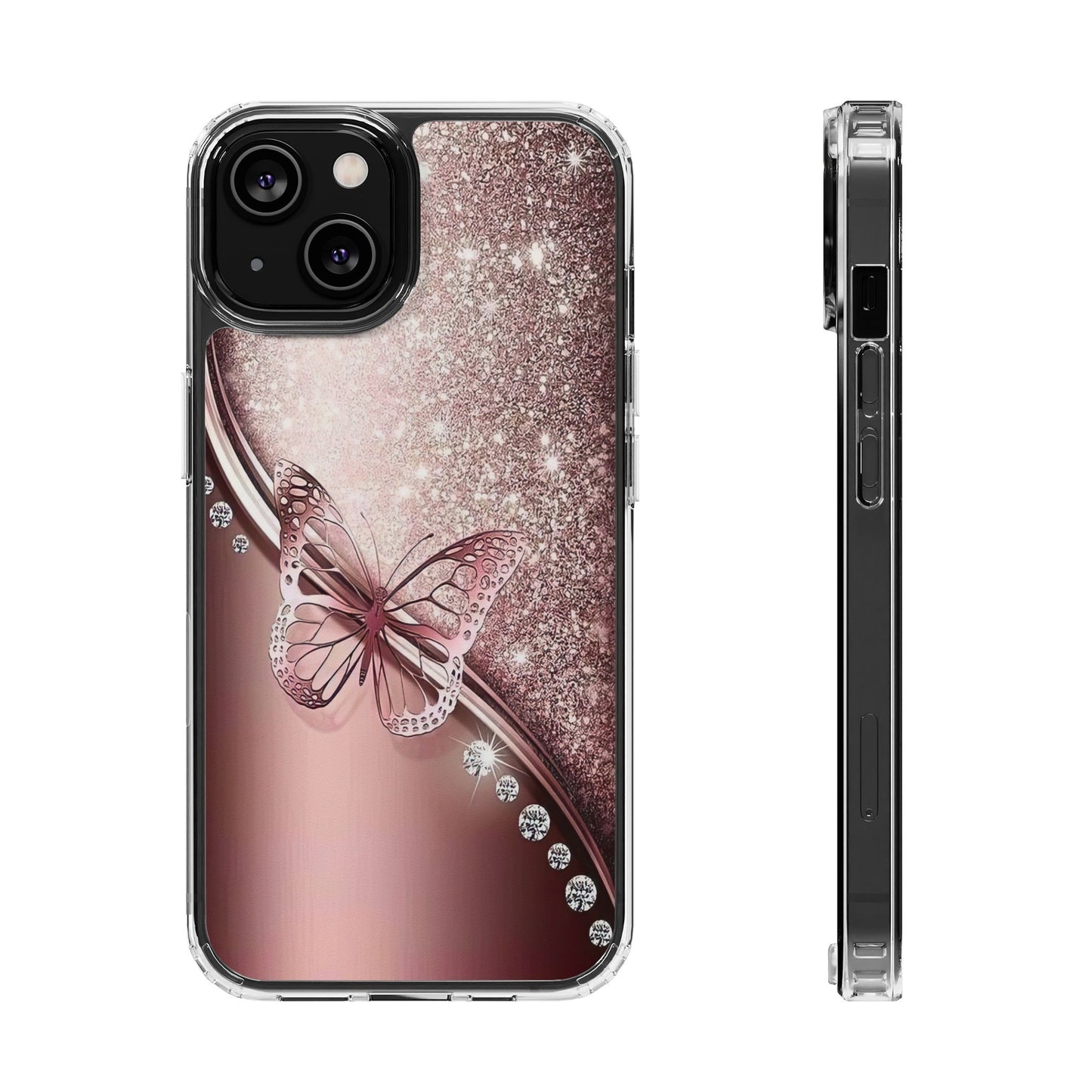 Elegant Butterfly Clear Case, Stylish Transparent Protective Cover for Women