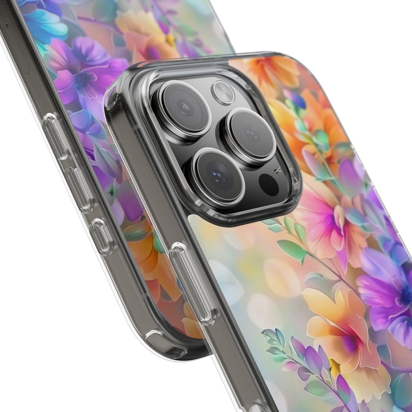 Floral Clear Phone Case -  Colorful Spring Design