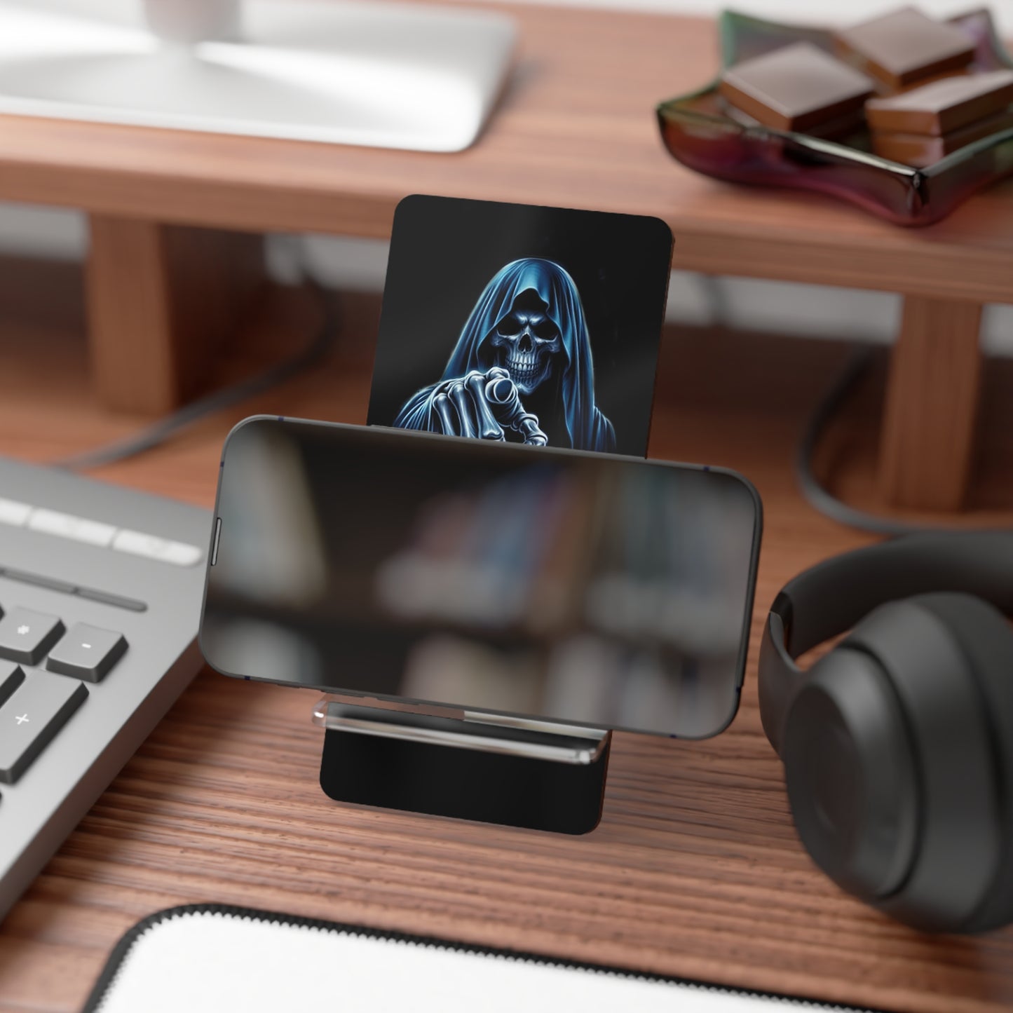Gothic Phone Stand, Don't Touch My Phone Display Holder