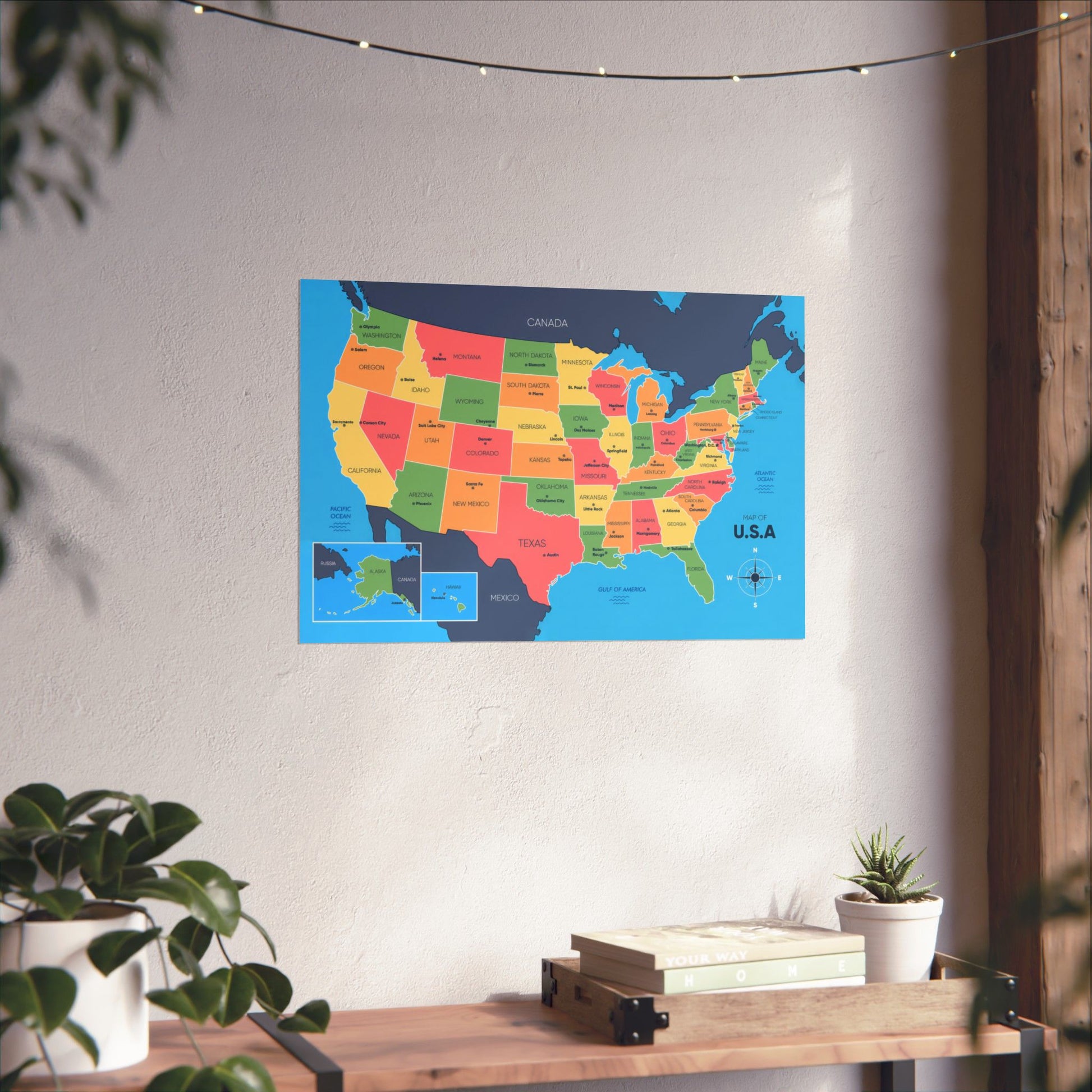 USA Map States and Capitals Posters