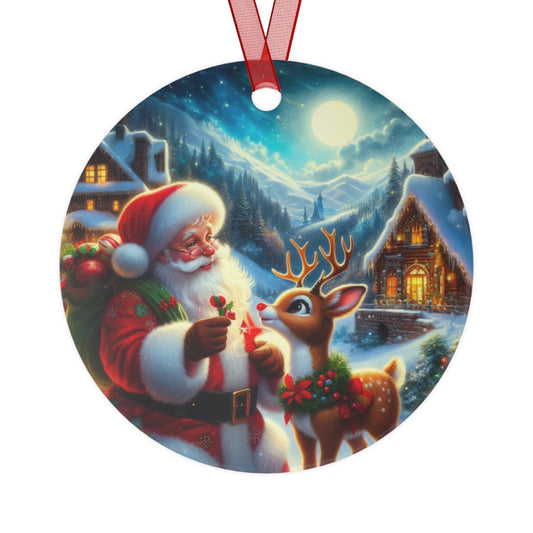 Santa’s Brightest Companion Metal Ornaments, 2-Side Print