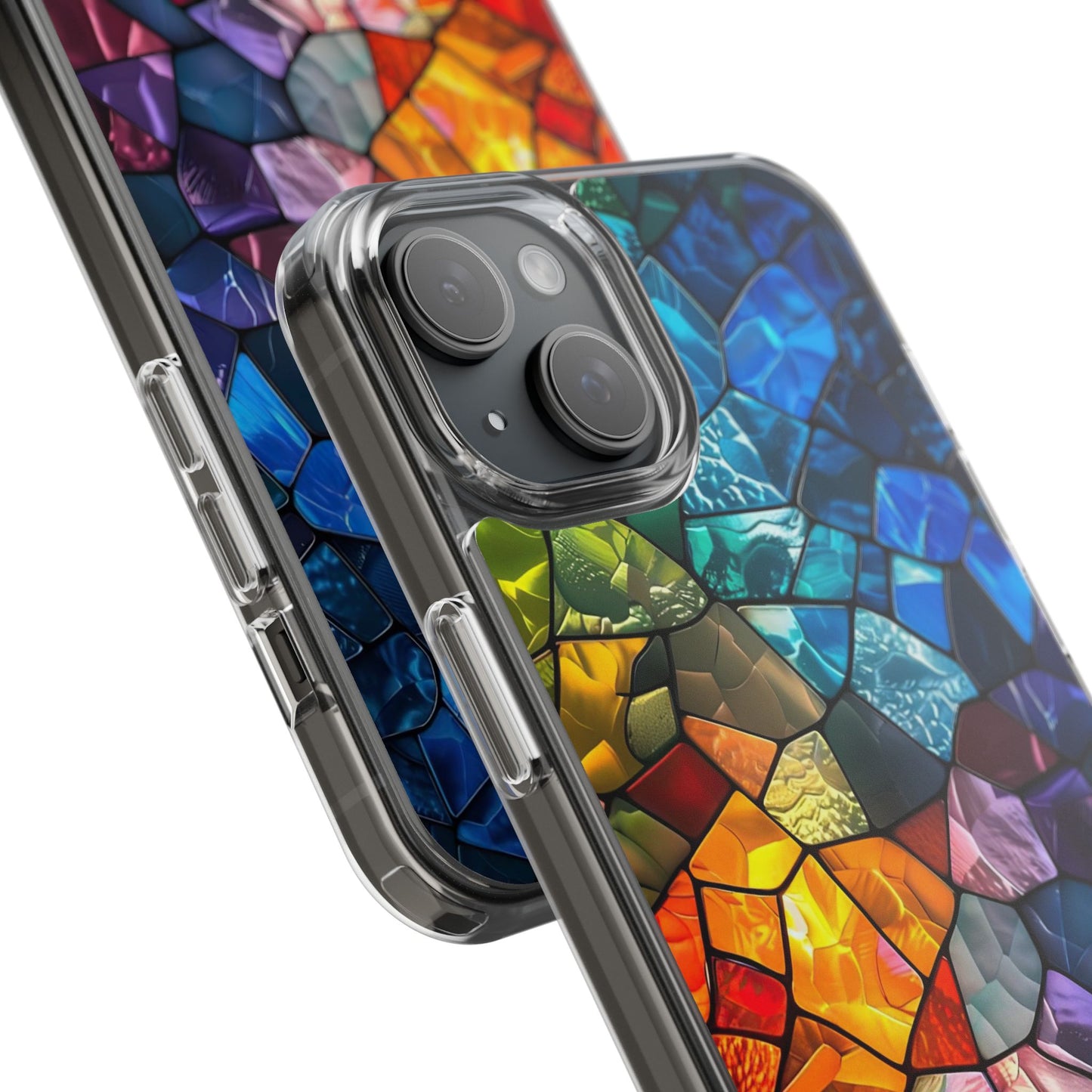Vibrant Clear Phone Case, Colorful Stained Glass Design