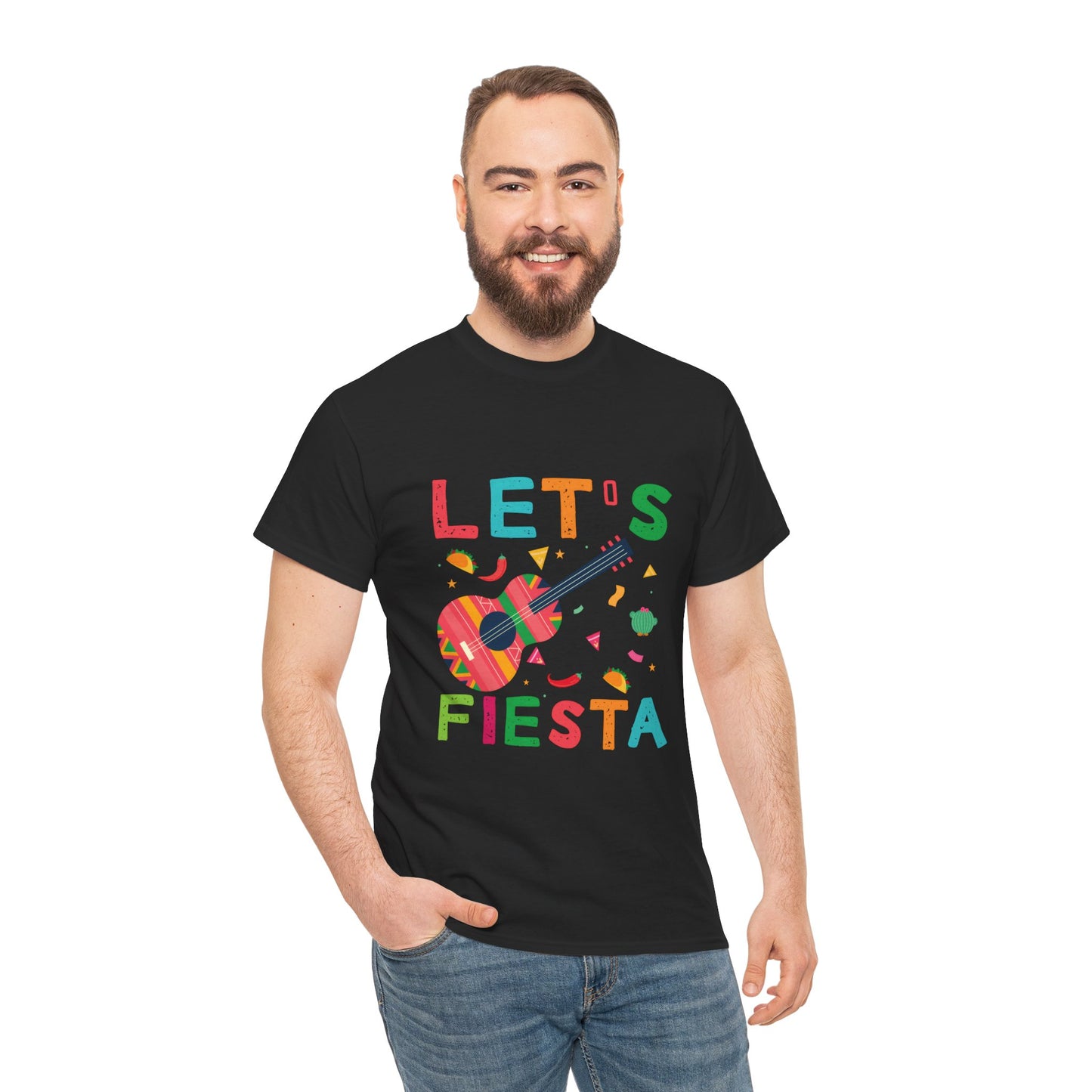 Let's Fiesta Unisex Heavy Cotton Tee - Fun Colorful Graphic T-Shirt for Celebrations